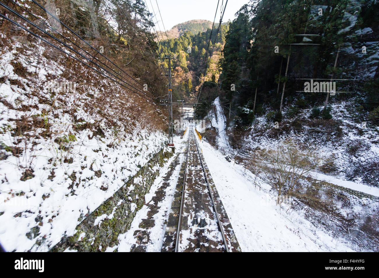Japan, Koyasan. Nankai Bahn Koya Linie, KabelAnschluss, Berg und