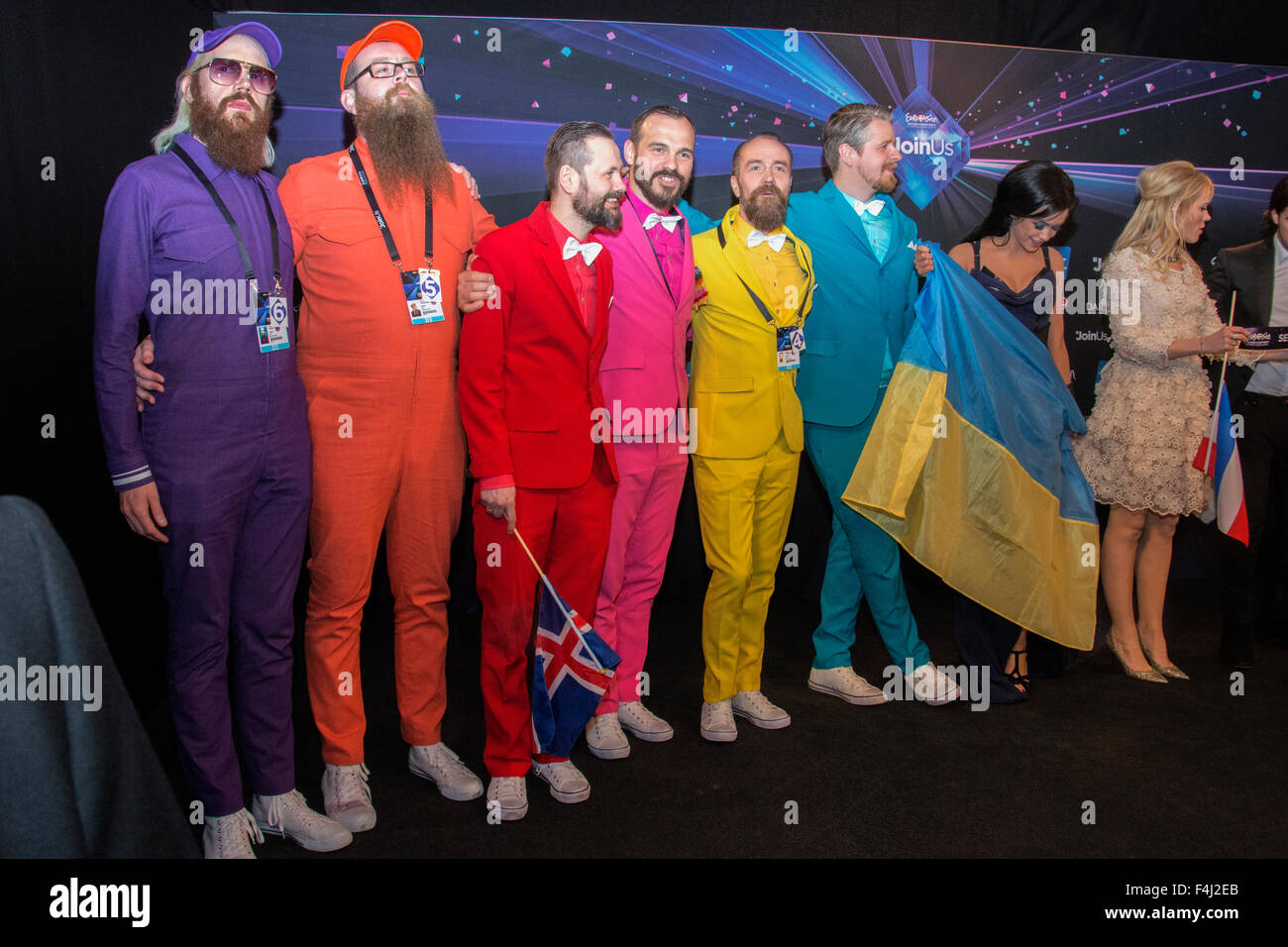 Kopenhagen, Dänemark, Mittwoch, 7. Mai. Pressekonferenz der preisgekrönten 10 von das erste Semi-Finale des ESC 2014. Stockfoto