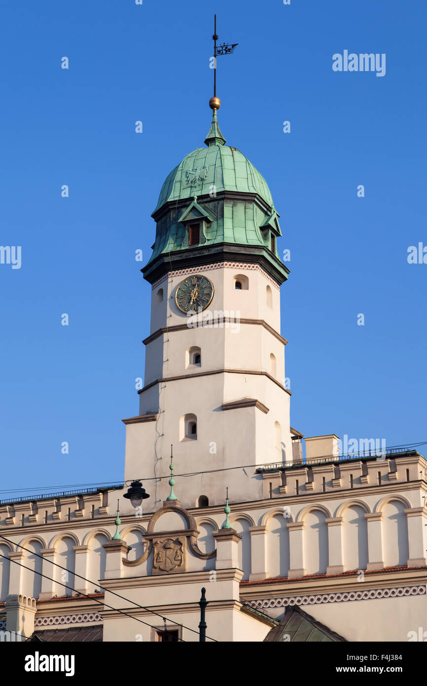 Glockenturm des Rathauses von Kazimierz, Krakau, Polen. Stockfoto