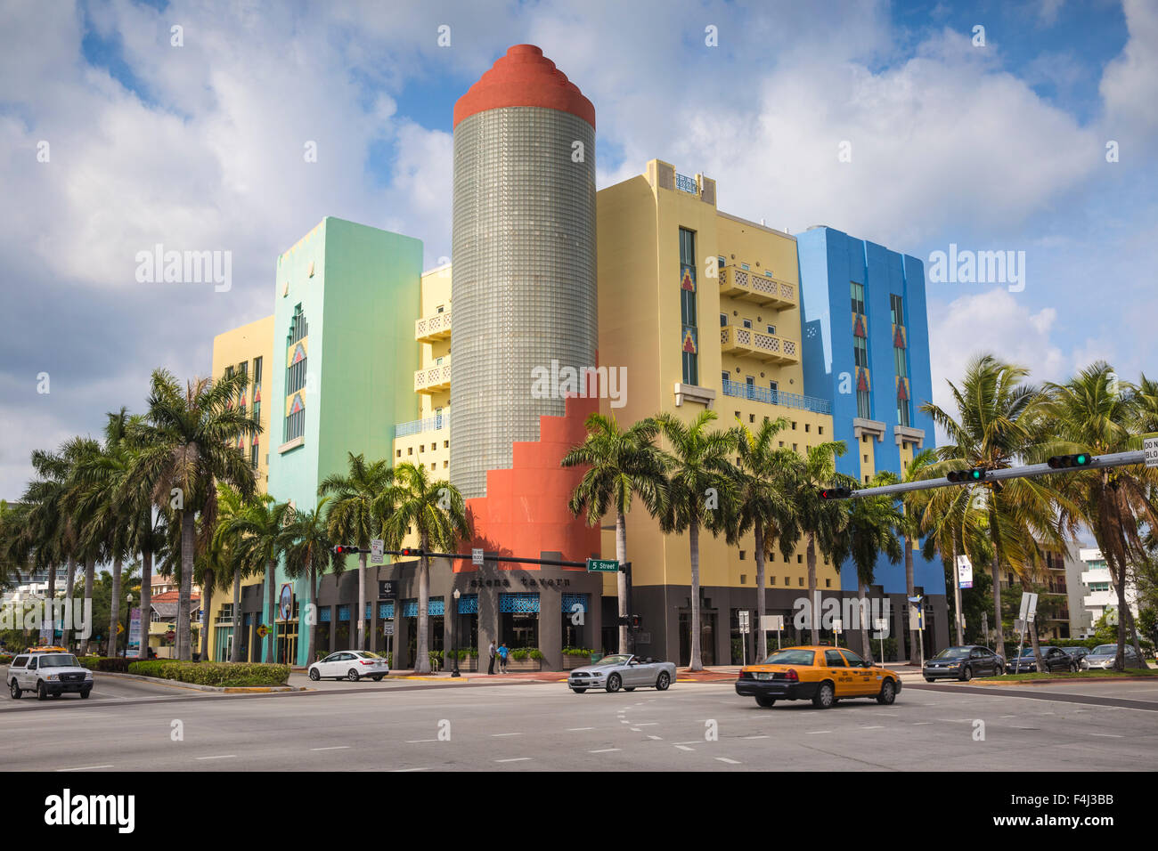 Gebäude auf der Washington Avenue, South Beach in Miami Beach, Miami, Florida, Vereinigte Staaten von Amerika, Nordamerika Stockfoto