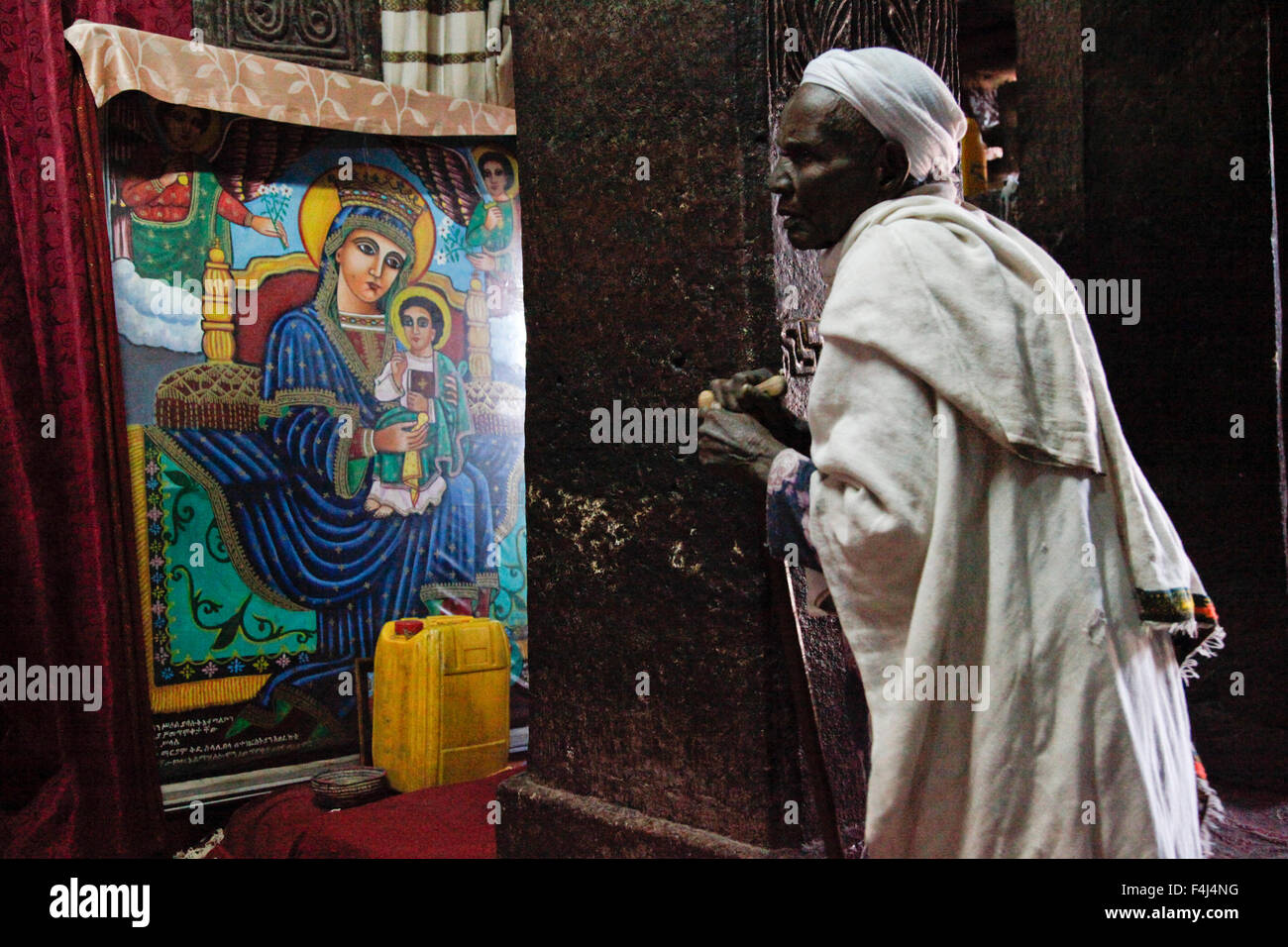 Orthodoxe christliche religiöse Osterfeierlichkeiten in Lalibela, Äthiopien, Afrika Stockfoto