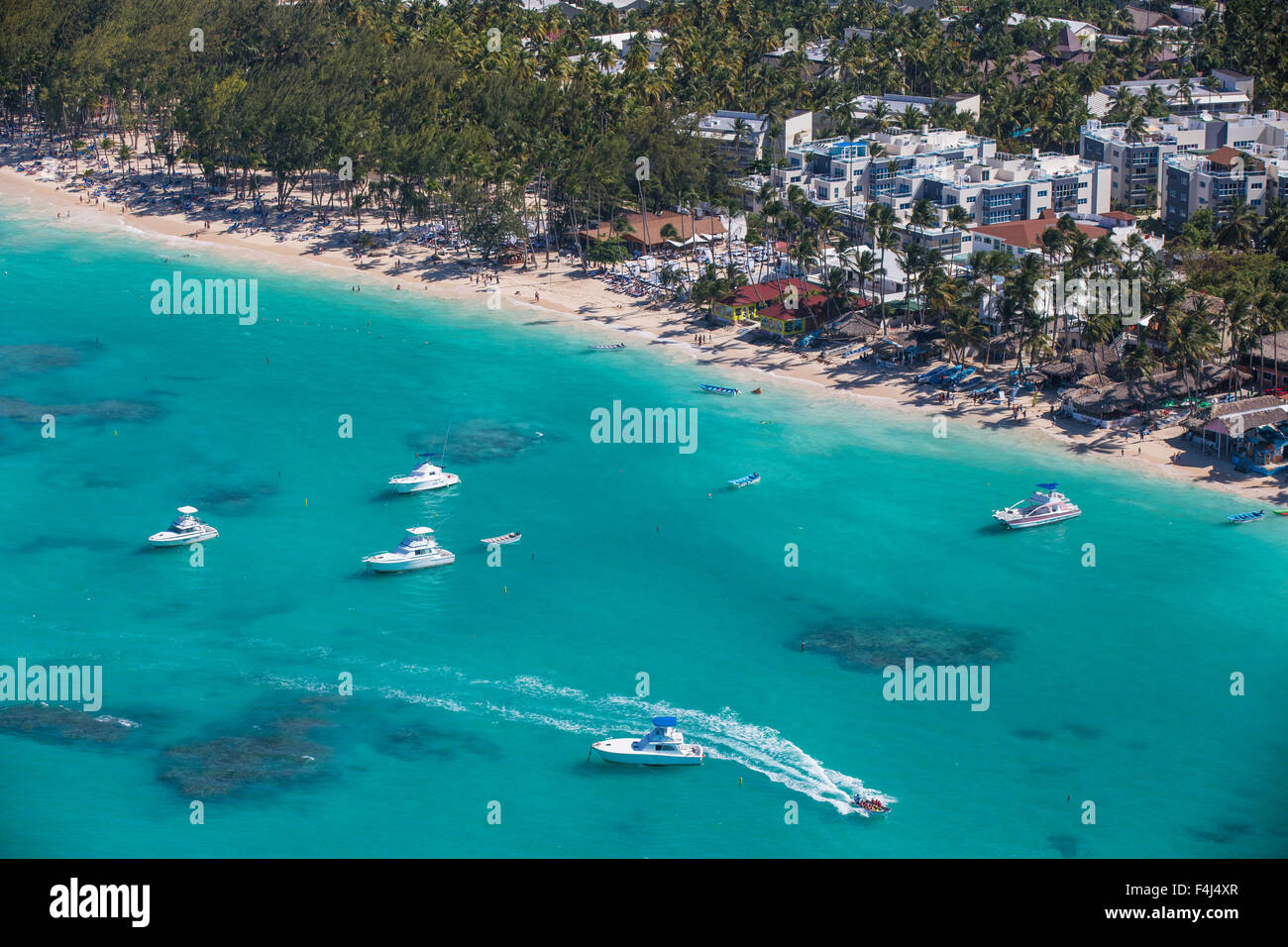 Ansicht von Bavaro Beach, Punta Cana, Dominikanische Republik, Karibik, Karibik, Mittelamerika Stockfoto