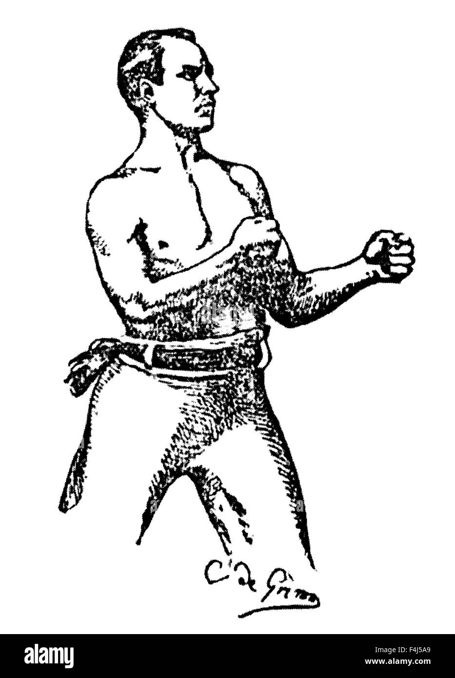 Oldtimer Zeitung Porträt des irisch-amerikanischen Mittelgewicht-Boxer Dominick McCaffrey (1863-1926). McCaffrey, geboren in Pittsburgh, Pennsylvania, war ein prominenter bloßen Fäusten und behandschuhten Kämpfer in den 1880er Jahren kämpften oft Männer viel größer als er selbst. Seine Kämpfe enthalten eine Niederlage von amerikanischen Schwergewichts-Champion John L Sullivan in einem behandschuhten Kampf im Jahre 1885. Stockfoto
