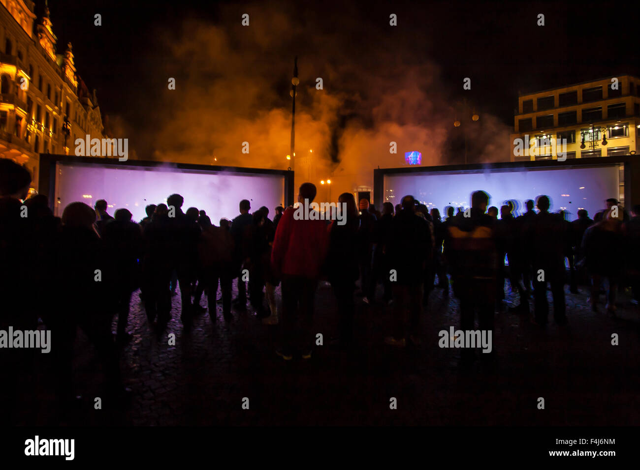 Zitadellen Leuchttürme, Matthijs Munnik, Niederland, Signal-Festival in Prag, 2015, Tschechische Republik, Audiovizual Kunst Stockfoto