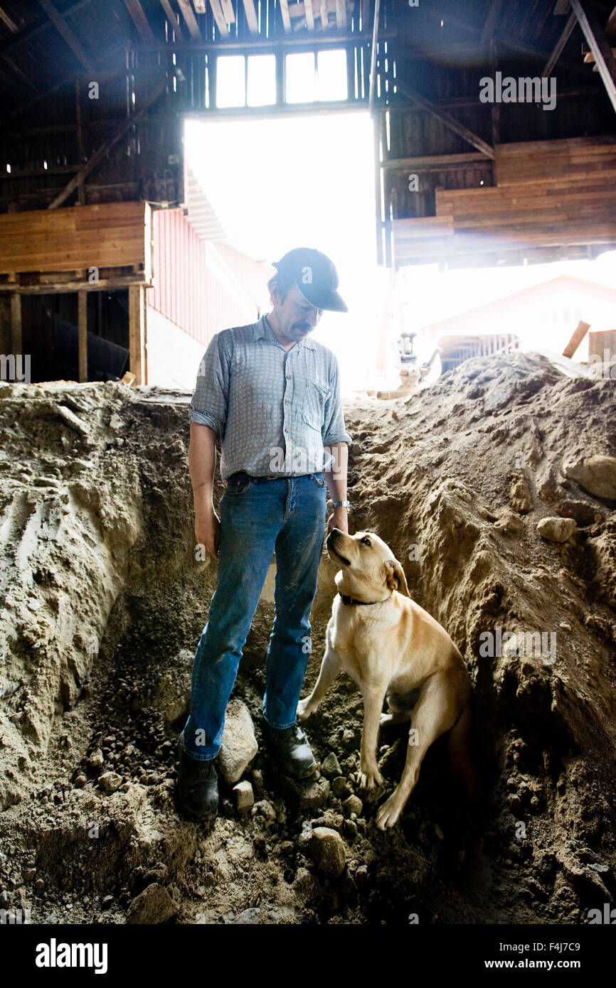 Baustelle in einer alten Scheune, Finnland. Stockfoto