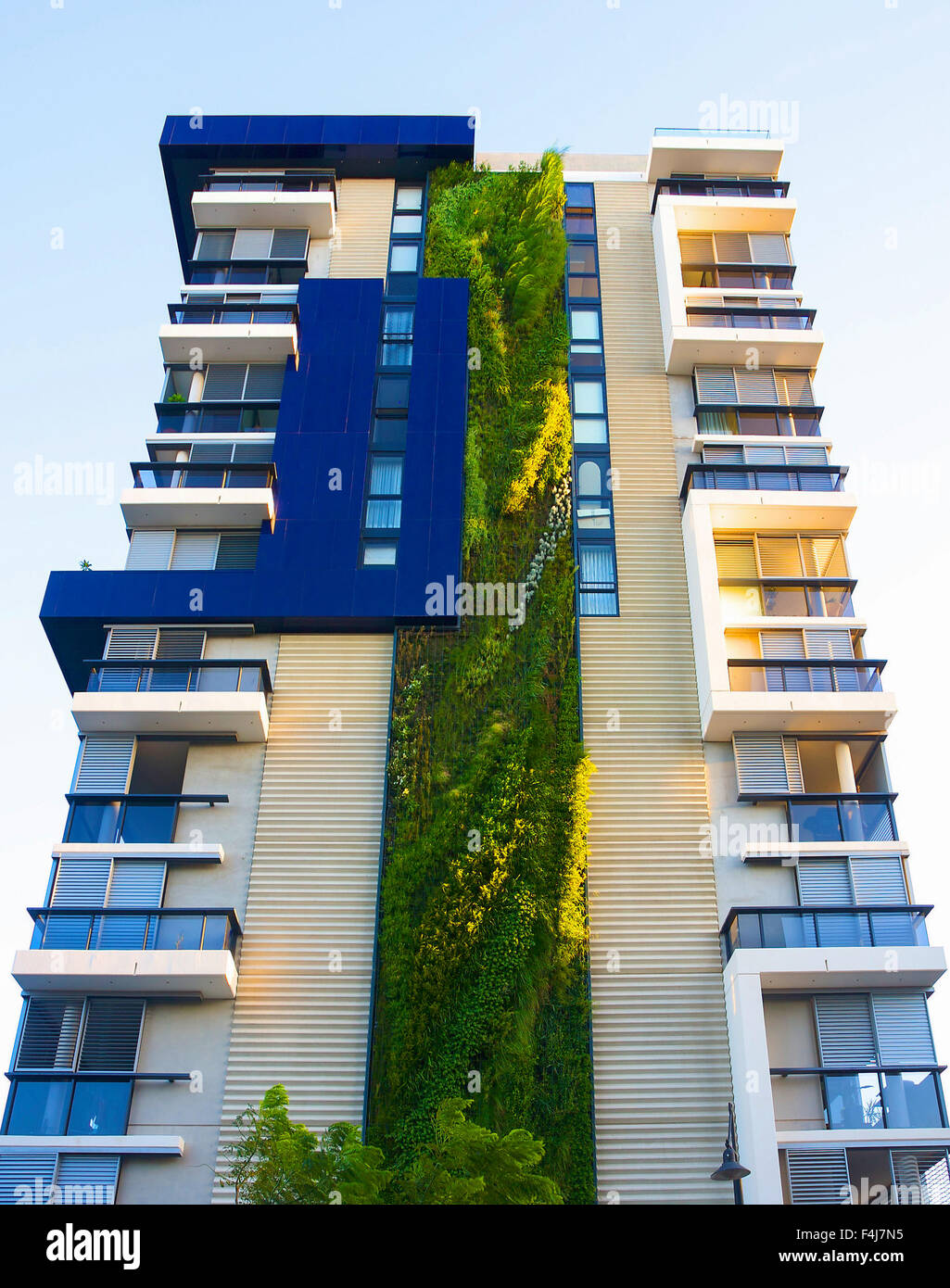 Eine französische Botaniker Patrick Blanc hat seine höchste vertikale Garten in einer Wohnanlage in Sydney angelegt. Stockfoto
