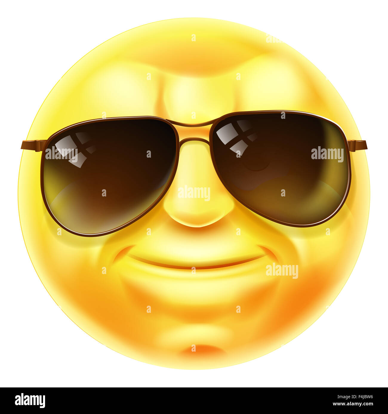 Eine coole Emoji Emoticon Smiley Gesicht Charakter mit Sonnenbrille auf Stockfoto