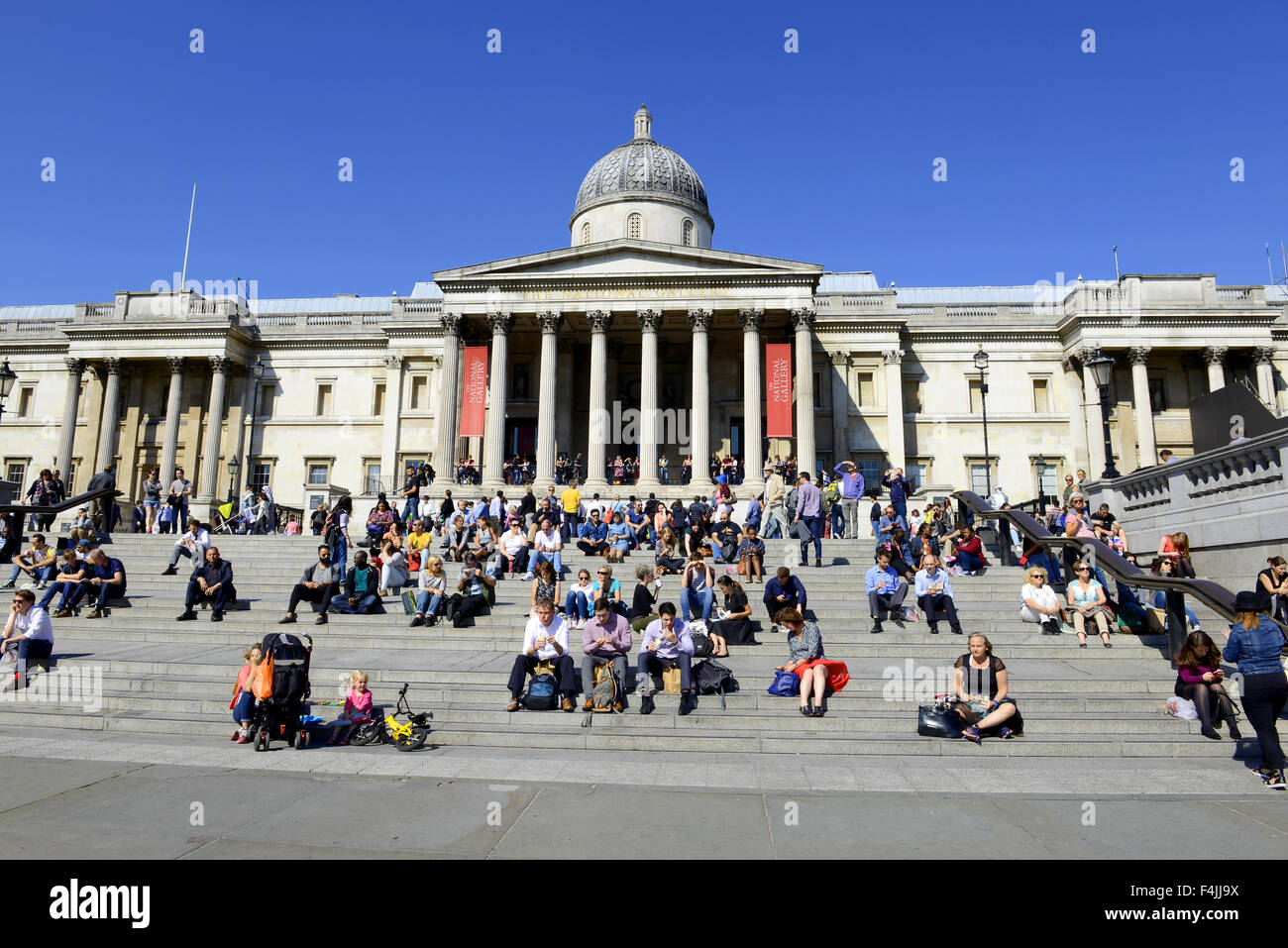 Die National Gallery Kunst Museum, Trafalgar Square, City of Westminster, Central London Stockfoto