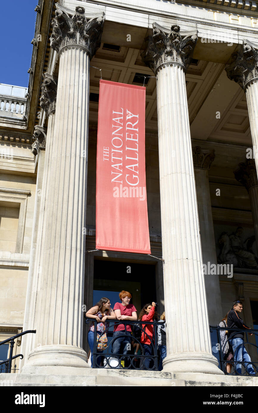 Die National Gallery Kunst Museum, Trafalgar Square, City of Westminster, Central London Stockfoto