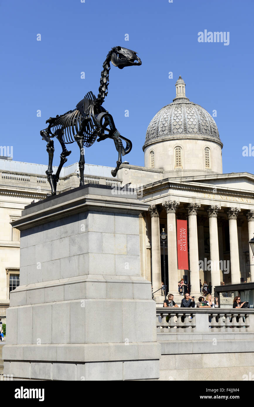 Fourth Plinth Skulptur, geschenkten Gaul von Hans Haacke in Trafalgar Square, London, England, UK Stockfoto