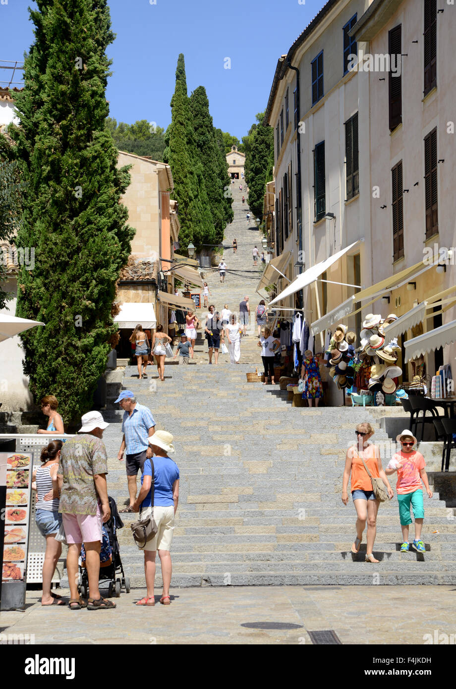Calvari Stufen, Pollensa, Pollenca, Mallorca, Mallorca, Balearen, Spanien Stockfoto