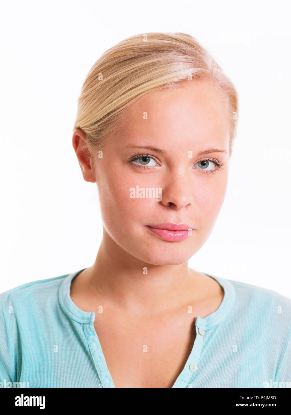Studioportrait blonde Teenager-Mädchen Stockfoto