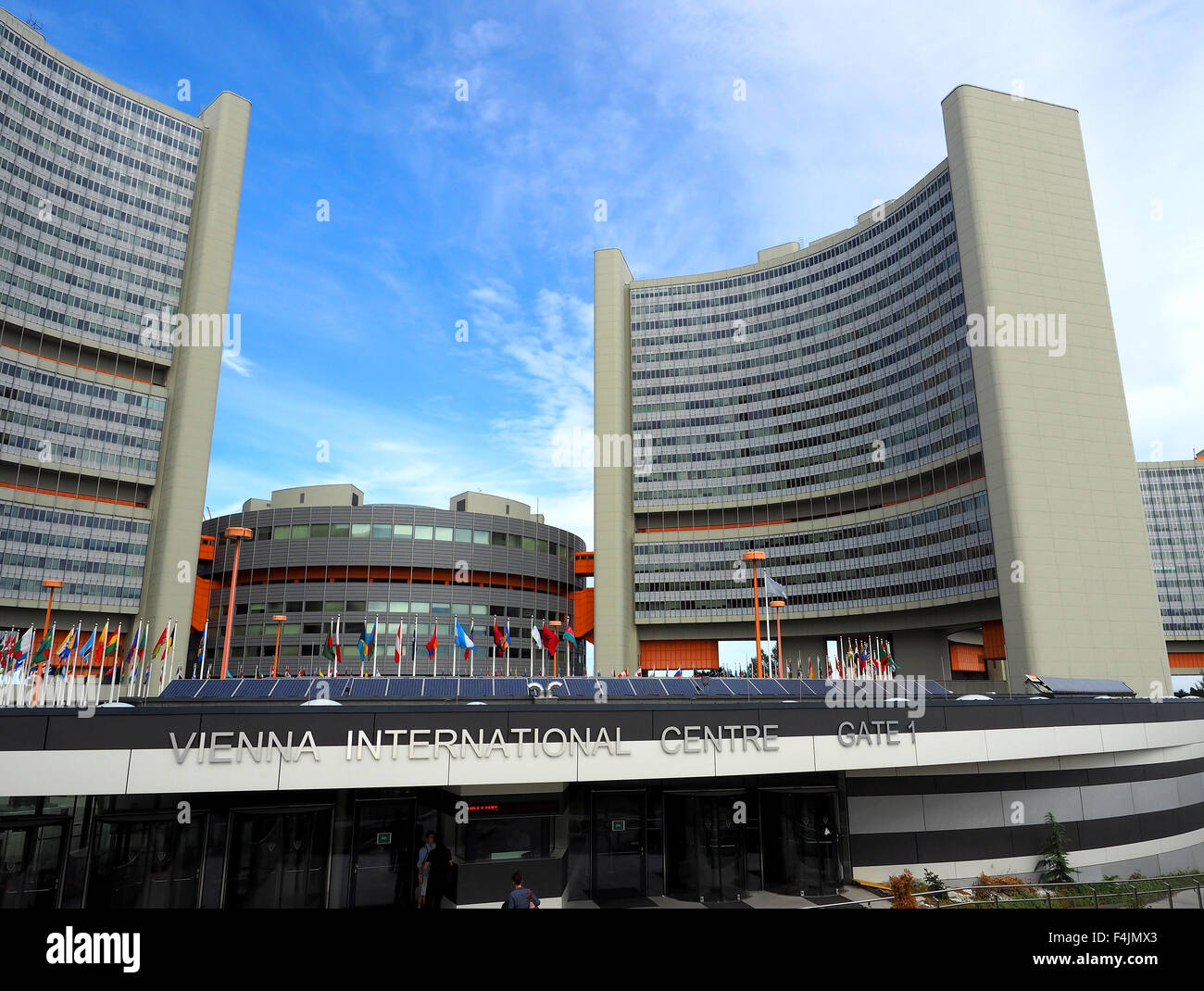 Vereinten Nationen aufzubauen, das Vienna International Centre, Wien, Österreich. Stockfoto