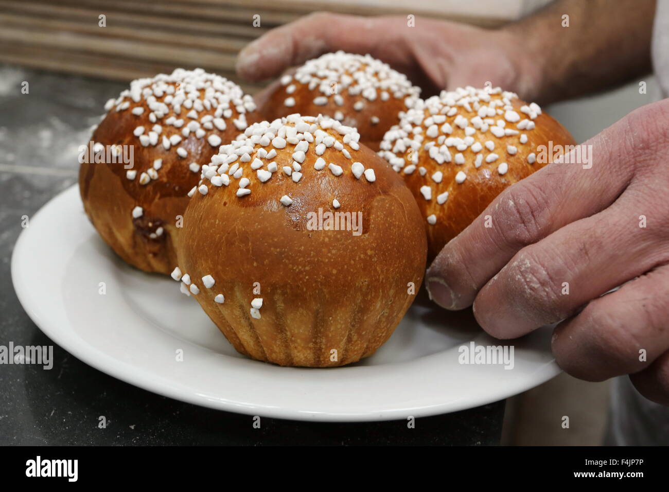 Brioche A leichte Roll reich mit Eiern und Butter und etwas süß Stockfoto