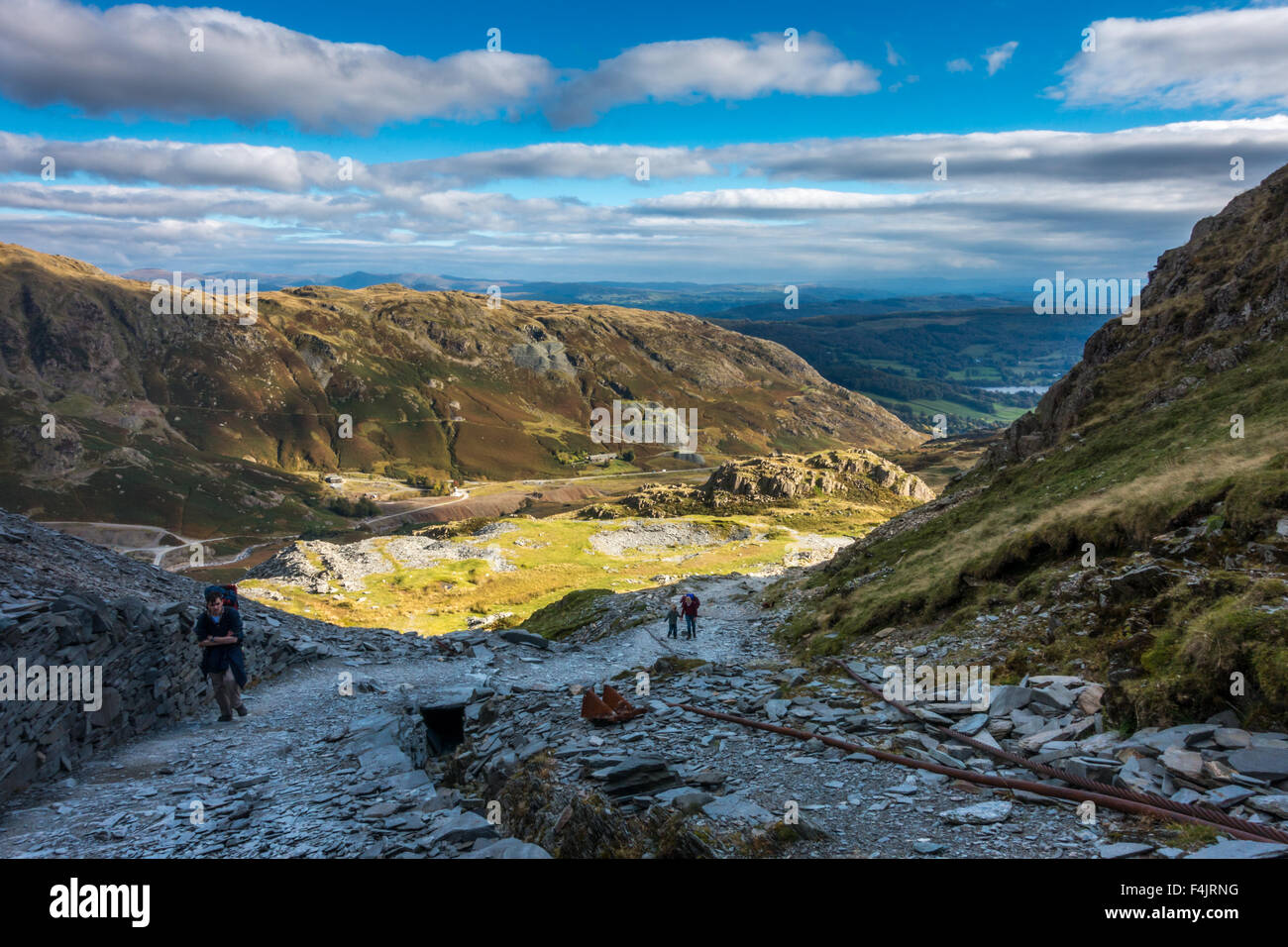 Blick nach unten die Richtung Coniston aus Greis Coniston Stockfoto
