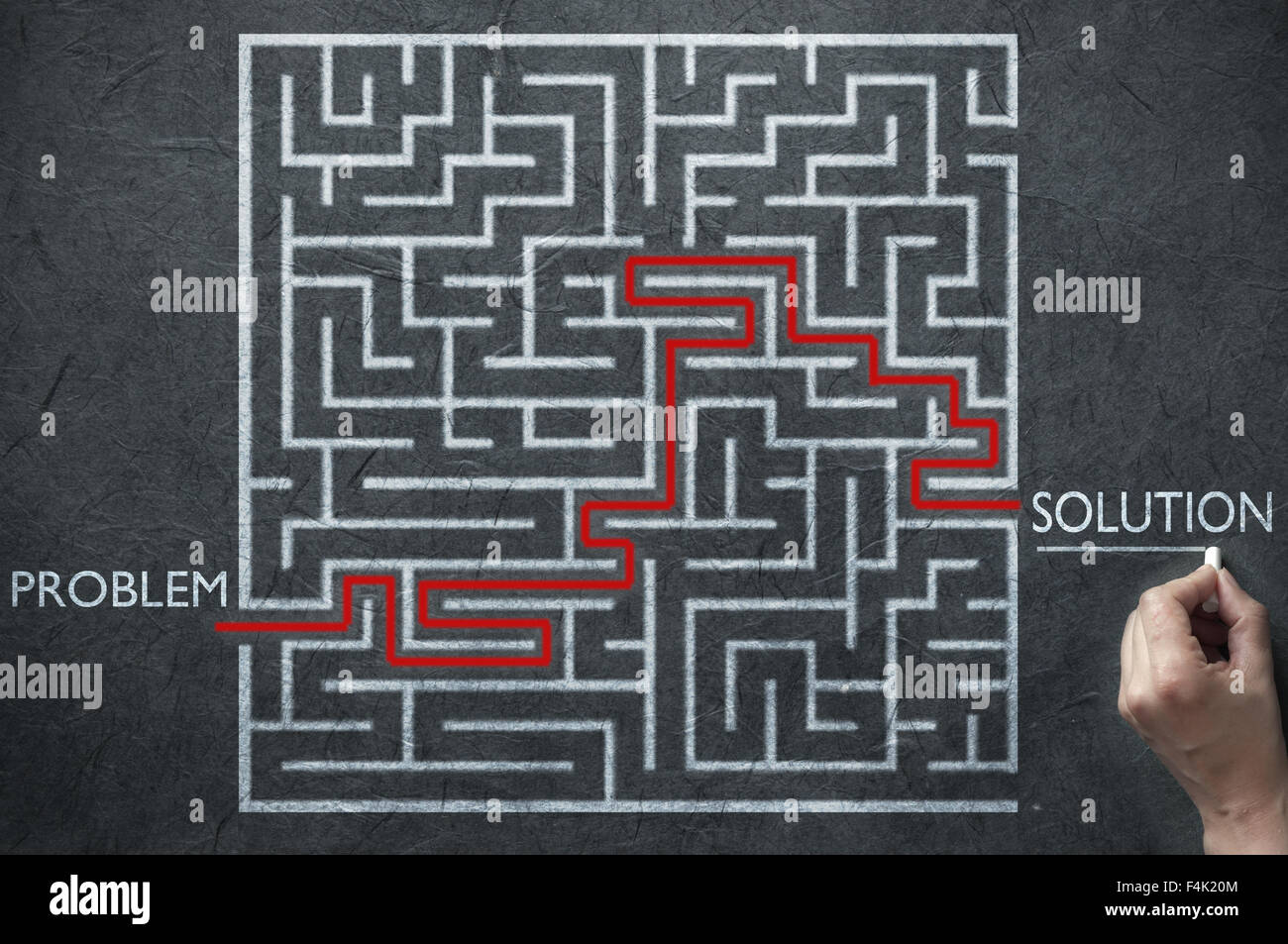 Problem und Lösung Labyrinth-Konzept Stockfoto