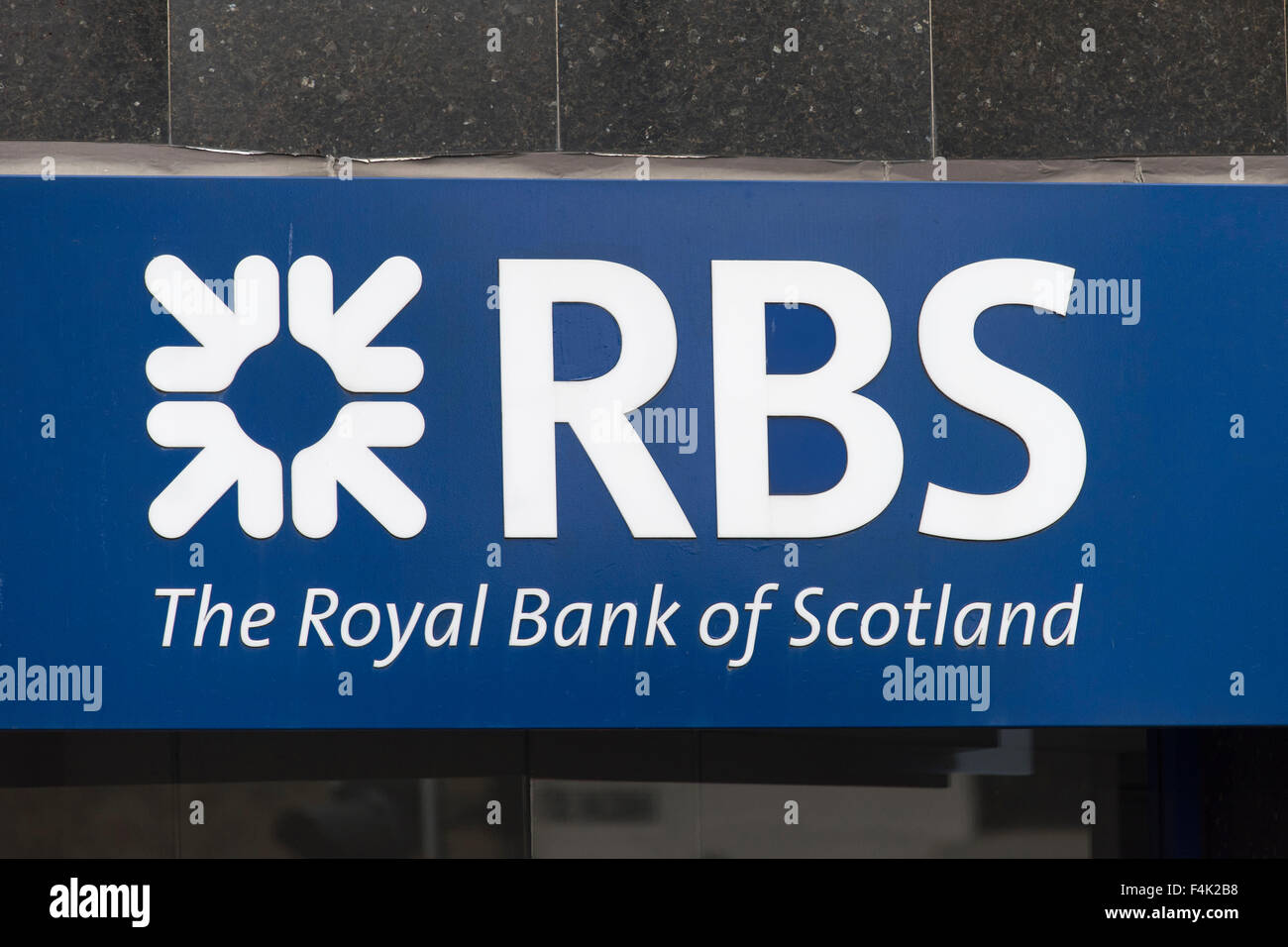Royal Bank of Scotland (RBS) Banklogo Zeichen. Stockfoto