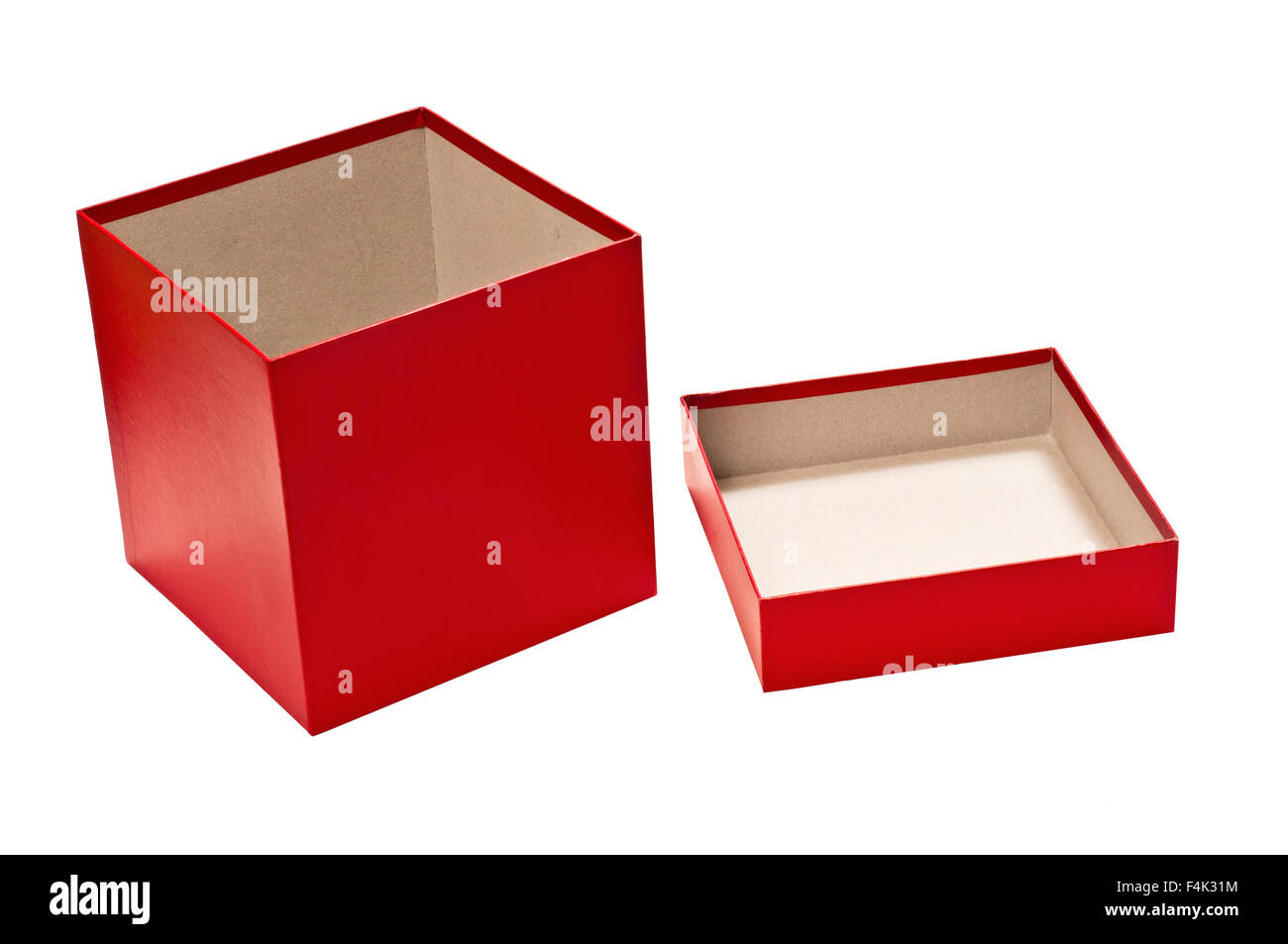 Offene rot leer Geschenk-Box mit Deckel Stockfoto