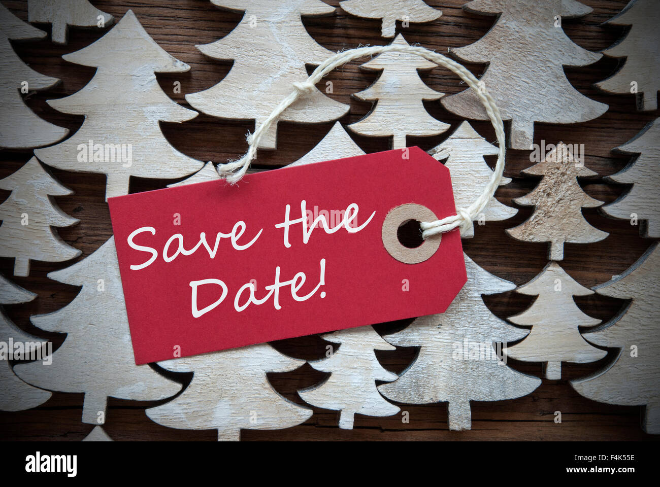 Rot Weihnachten Aufkleber mit Save The Date Stockfoto