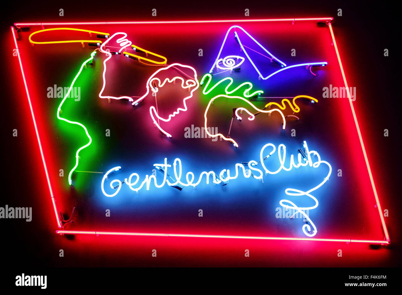 Gentlemans club Neon Schild Werbung gentlemens Stockfoto