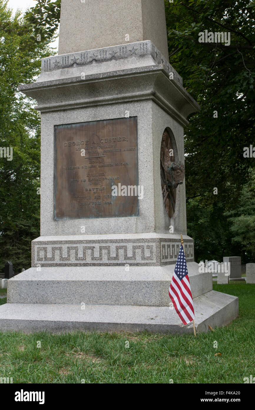 New York, West Point. West Point Friedhof. General George Armstrong Custer Grabstätte. Stockfoto