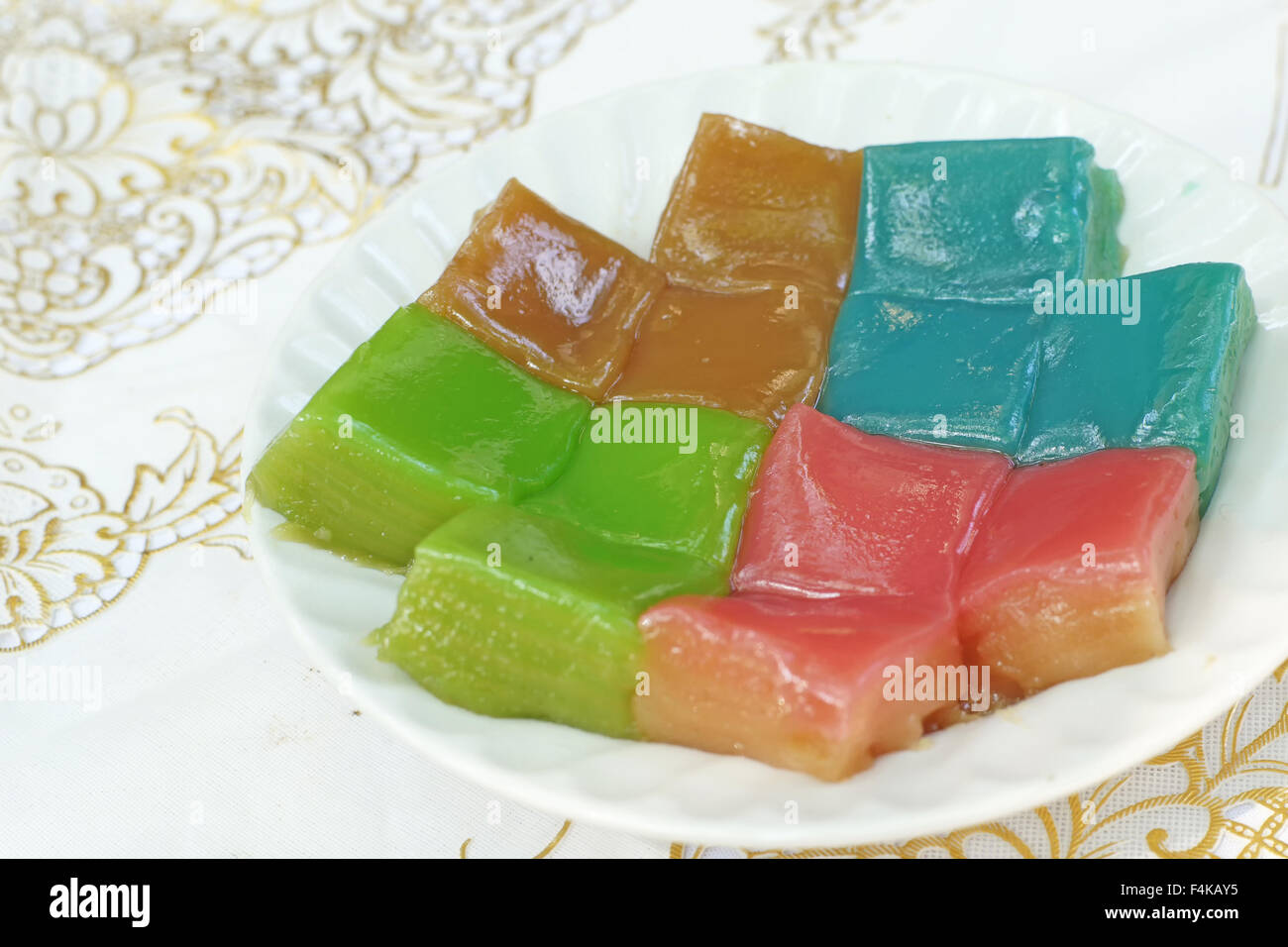 Thai Dessert, süße Torte oder Kanom chan Stockfoto