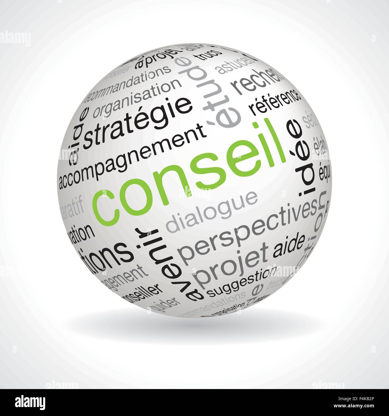 Französisch "Consulting" Kugel mit keywords Stock Vektor