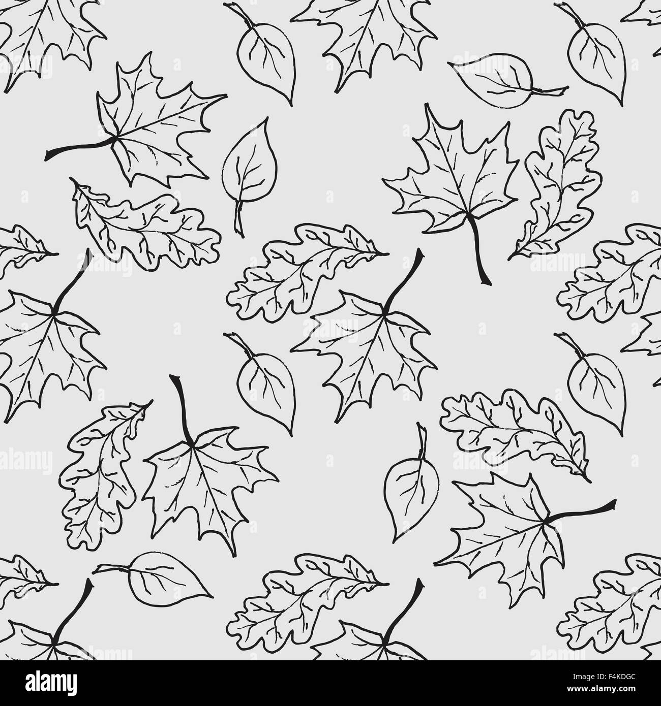 Nahtloses Muster mit Hand gezeichneten Blätter Stock Vektor