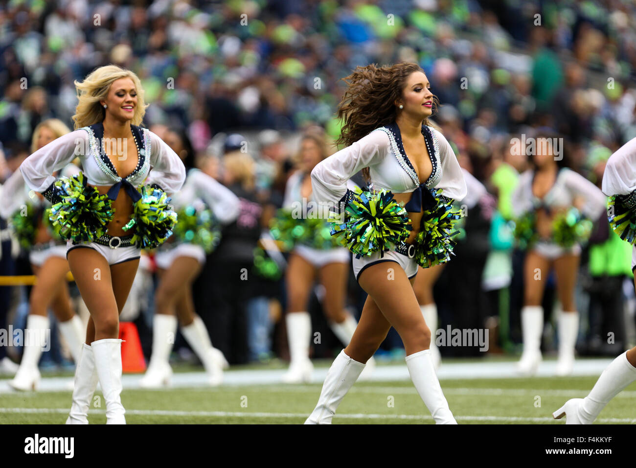 Die Seagals unterhalten das Publikum. Die Seattle Seahawks gespielt die Carolina Panthers bei CenturyLink Field in Seattle, WA am 18. Oktober 2015. 18. Oktober 2015. © David Blair/ZUMA Draht/Alamy Live-Nachrichten Stockfoto