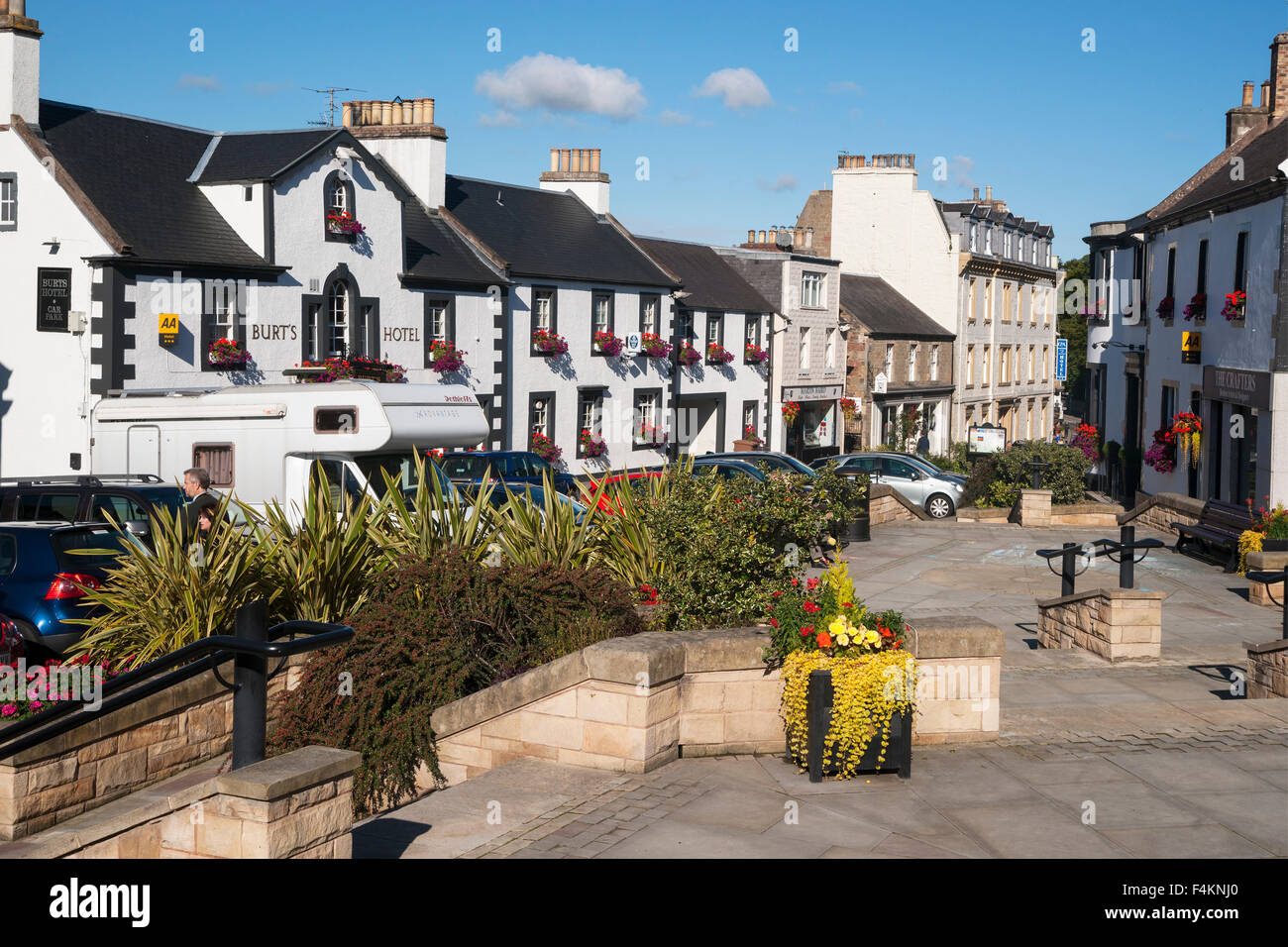 Melrose High Street, Square, Grenzen Region, Schottland Stockfoto