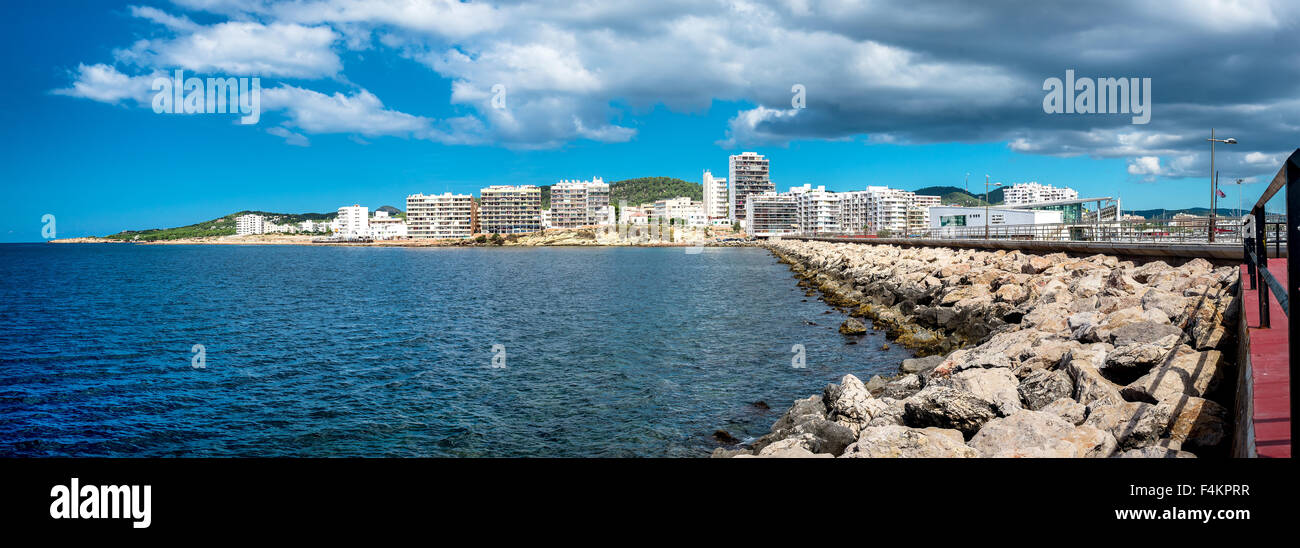 Panorama von San Antonio de Portmany Stockfoto