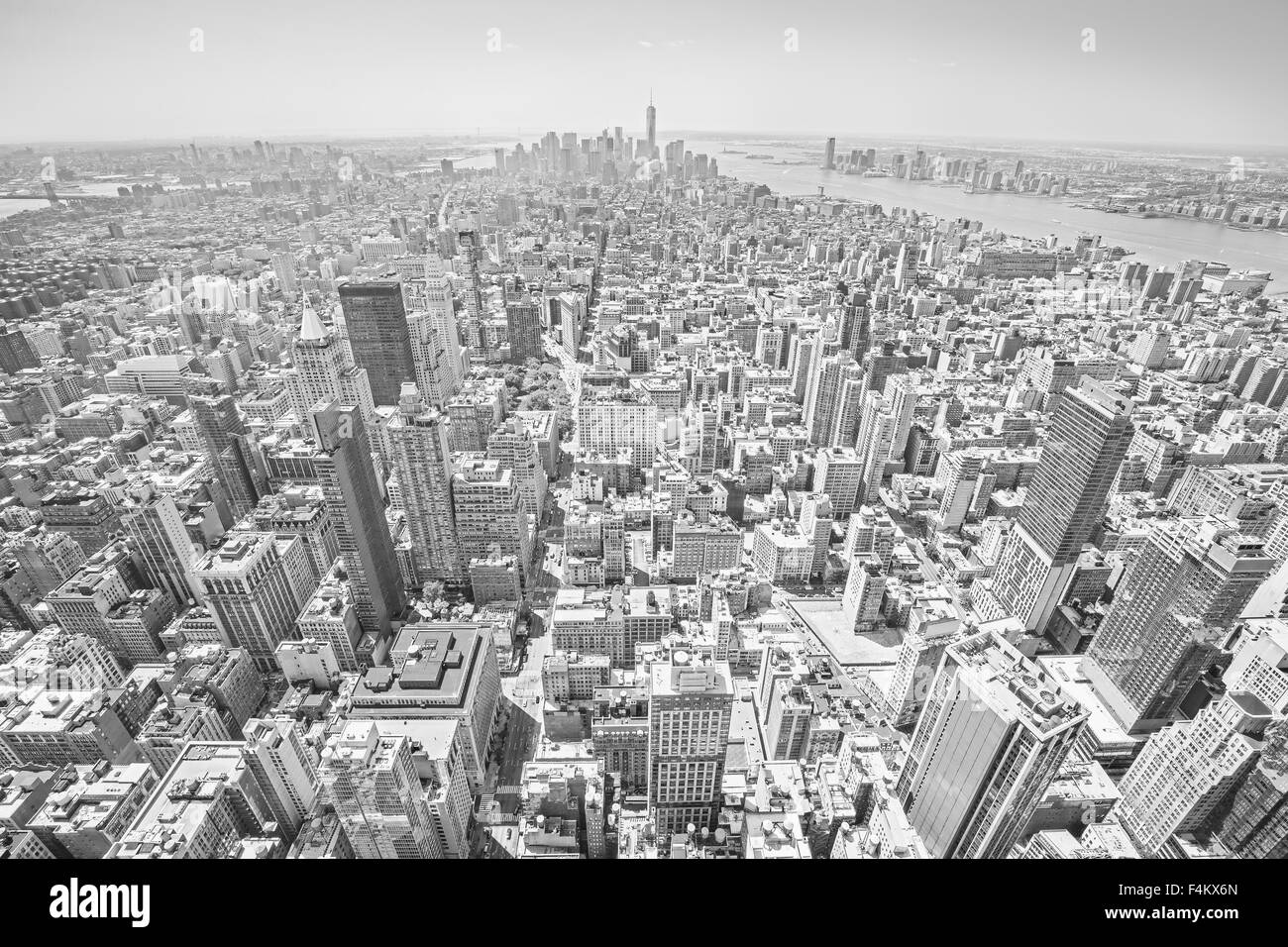 Schwarz / weiß getönten Blick auf Manhattan, New York City, USA Stockfoto
