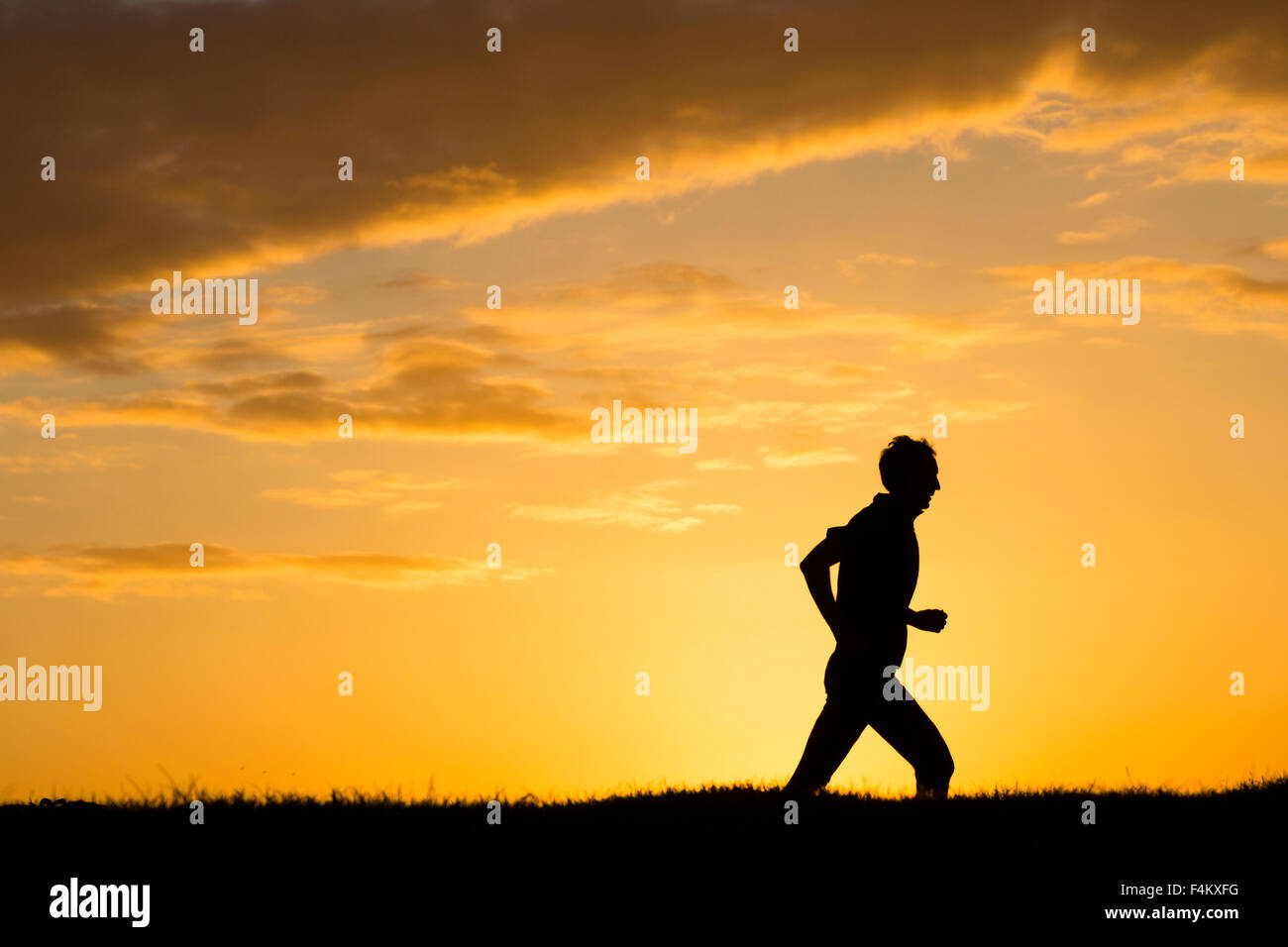 Billingham, Nord-Ost-England, Vereinigtes Königreich. VEREINIGTES KÖNIGREICH. 20. Oktober 2015. UK-Wetter: Ruhe vor dem Sturm. Jogger auf Hügel bei Sonnenaufgang machen das Beste aus einem herrlichen Morgen in Cowpen Woodland Park. Nassen und windigen Wetter dürfte für einen Großteil des Vereinigten Königreichs über Nacht und am Mittwoch. Bildnachweis: Alan Dawson News/Alamy Live-Nachrichten Stockfoto