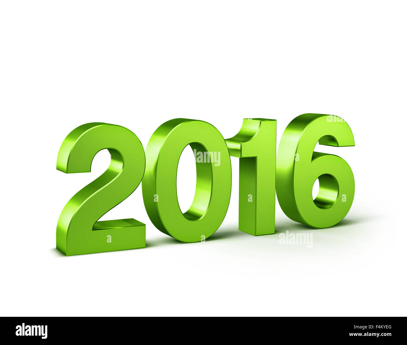 3D Neujahr grün 2016 isoliert auf weiss Stockfoto