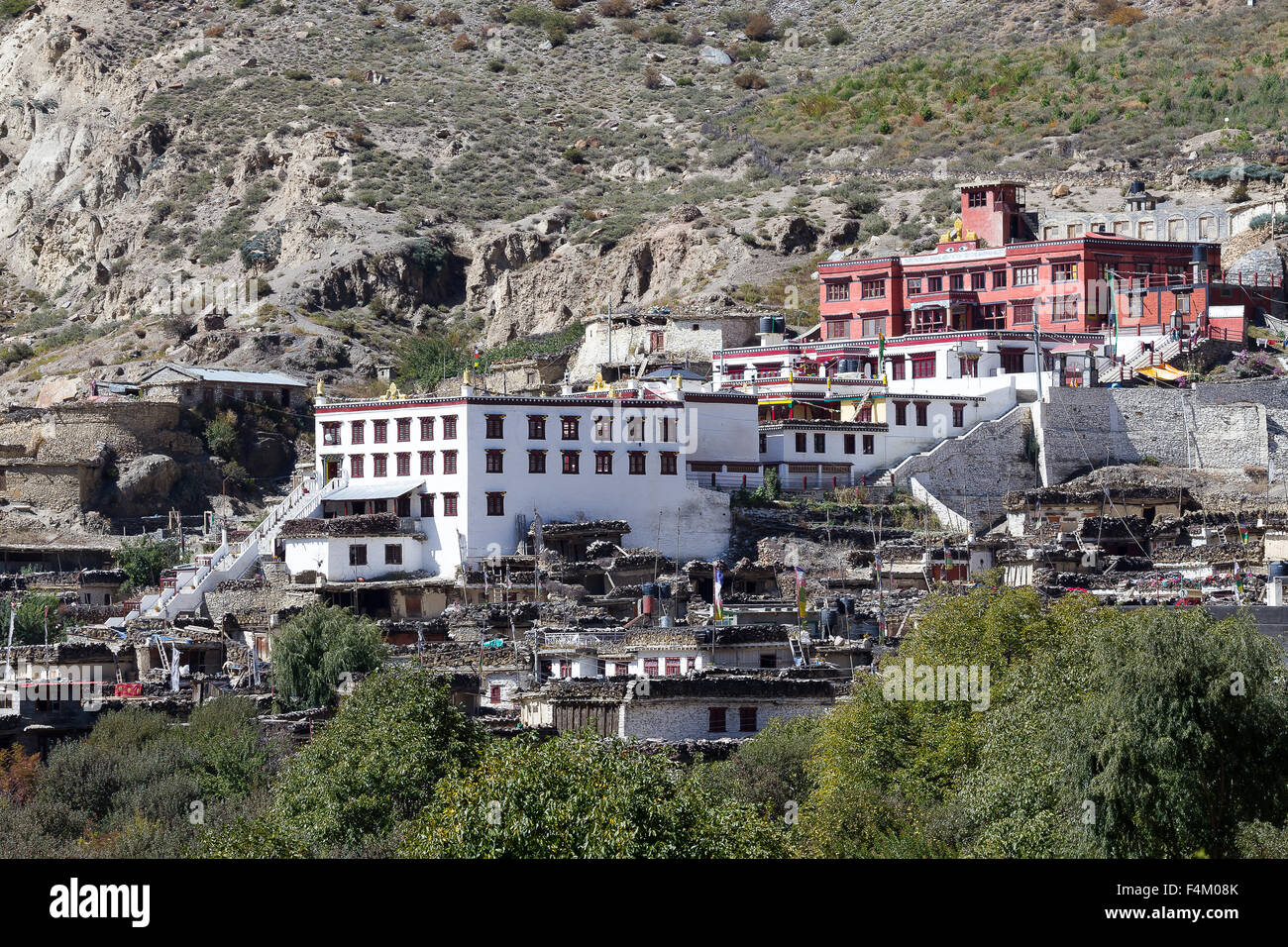 Gompa in Marpha Dorf im Distrikt Mustang, Nepal. Stockfoto