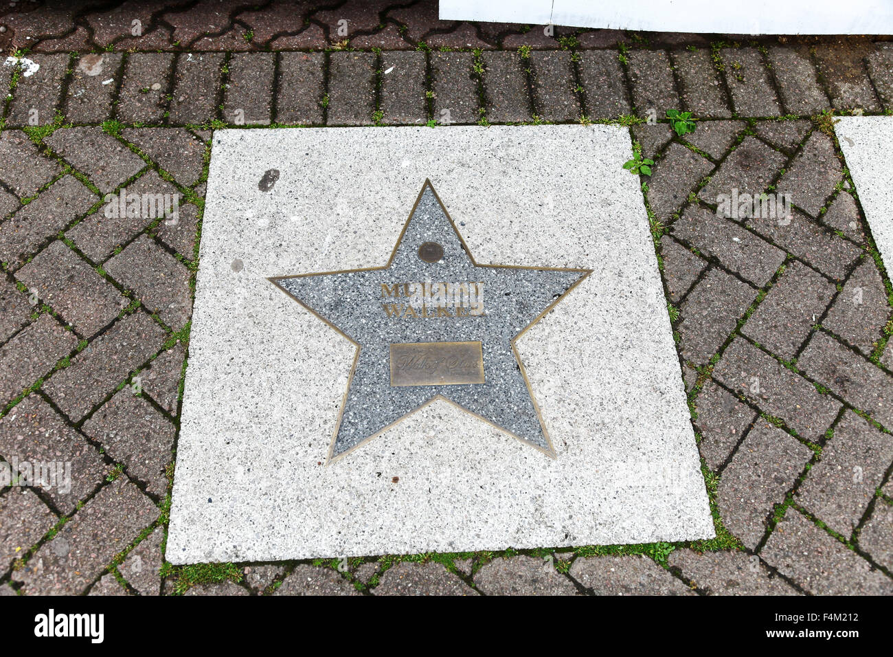 Einen sternförmigen Plaque sagen Murry Walker im Pflaster bei Broad Street Fuß von Sternen Birmingham West Midlands England UK Stockfoto