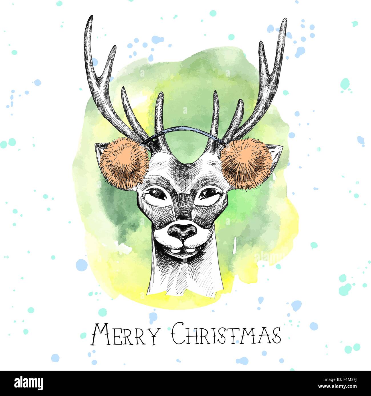 Hand gezeichnet Weihnachtskarte Stock Vektor