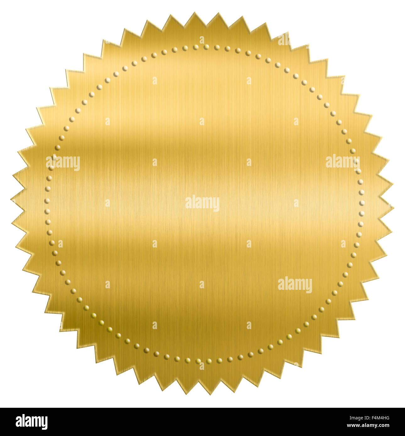 Gold metallic Folie versiegeln Beschriftung oder Aufkleber mit Beschneidungspfad enthalten Stockfoto