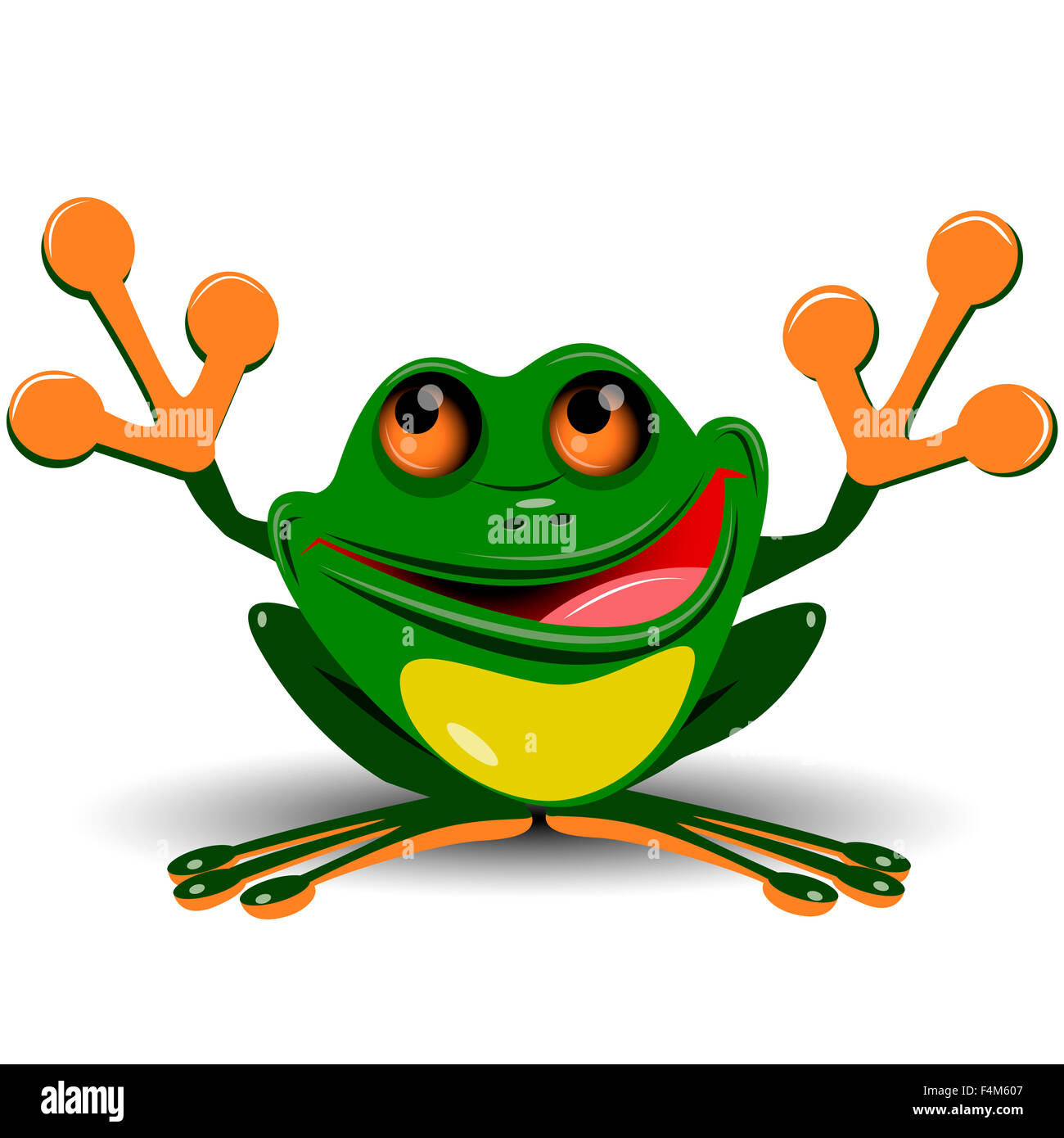 Abbildung frohe grüner Frosch mit großen Augen Stockfoto