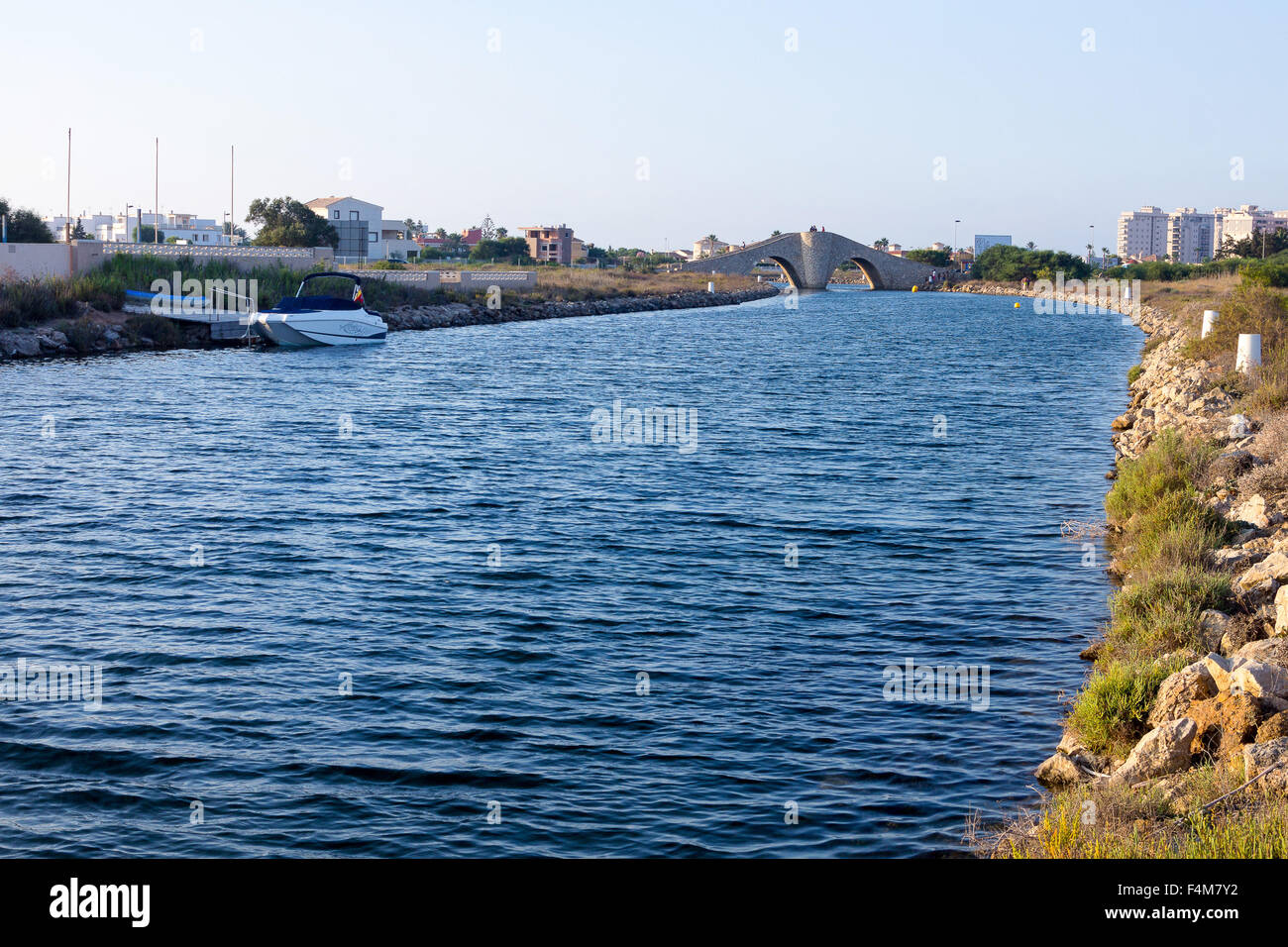 Zugang-Kanal, das Manga del Mar Menor Murcia, Spanien Stockfoto