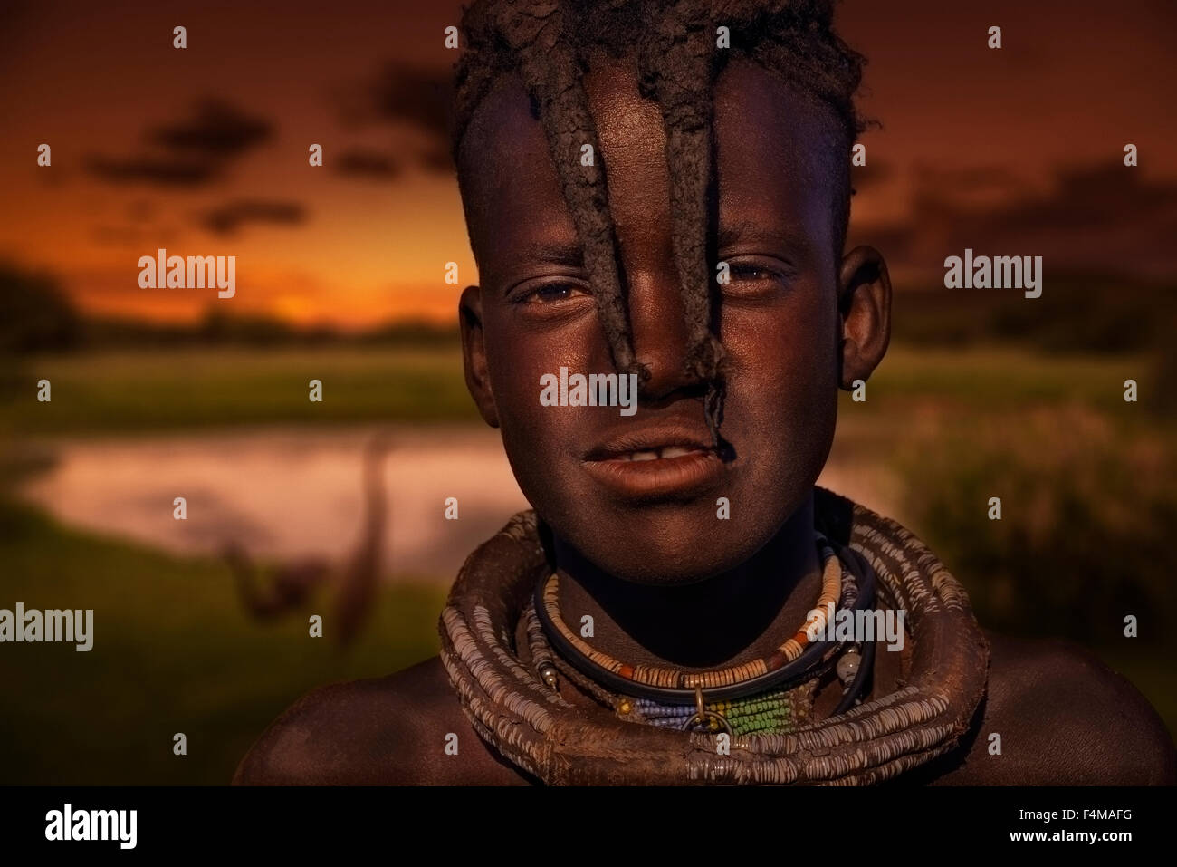 Porträt des jungen Ziegenhirte, 14 Jahre alt, Namibia, Afrika Stockfoto