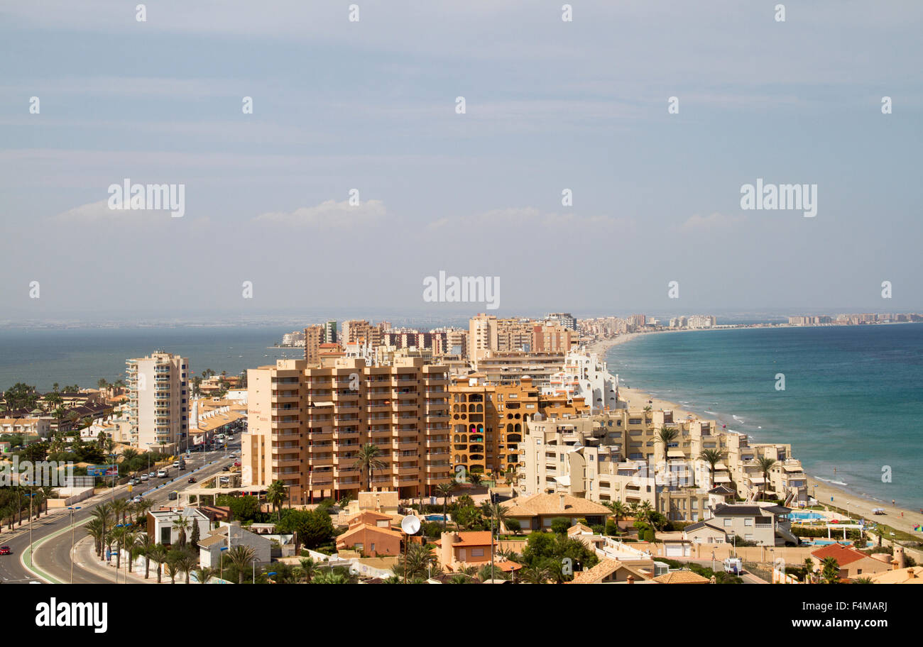 Blick auf la Manga del Mar Menor, Murcia, Spanien. Stockfoto
