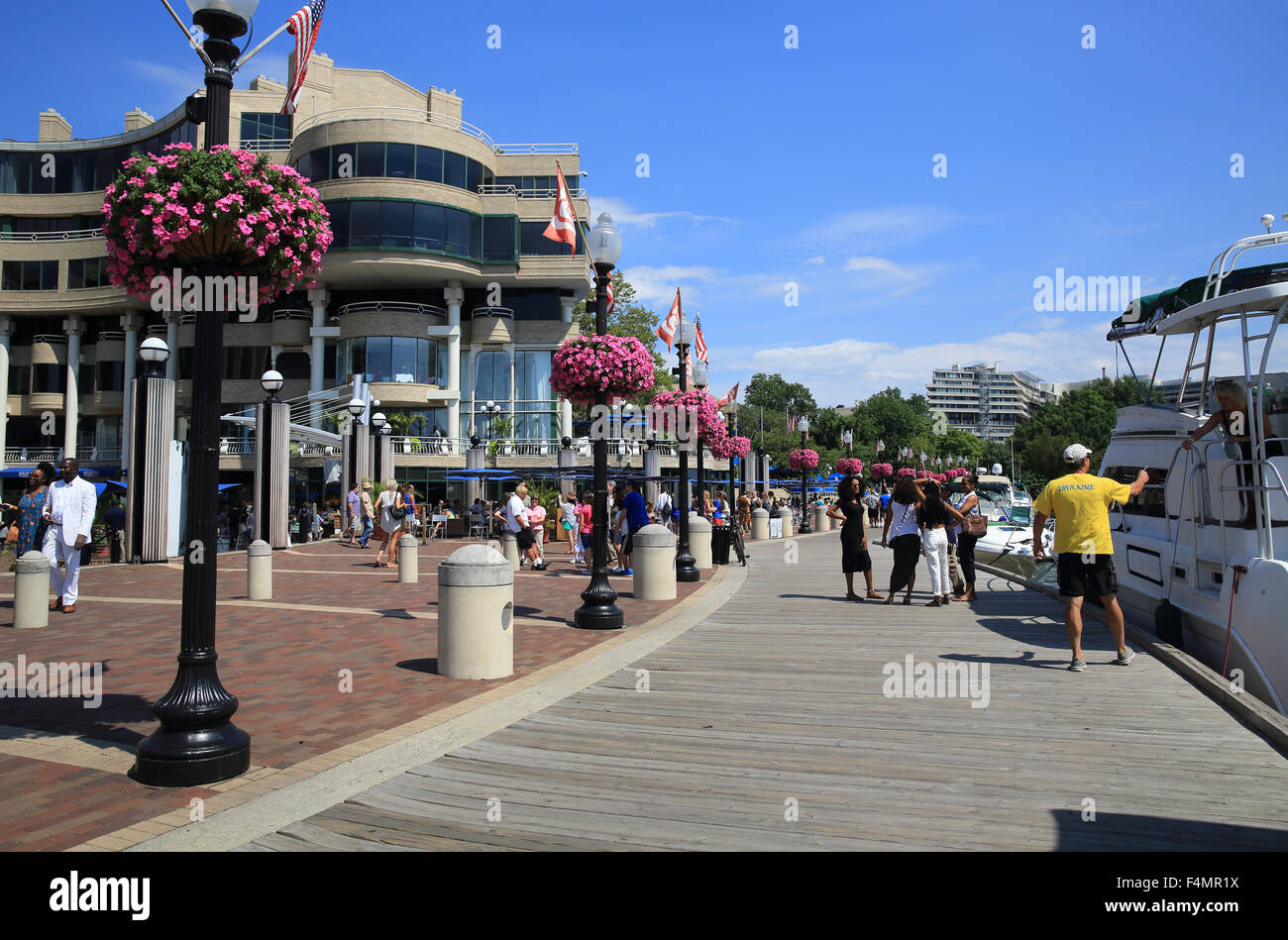 Ein Spaziergang entlang des Hafens von Washington DC auf dem Potomac River in Georgetown, USA Stockfoto