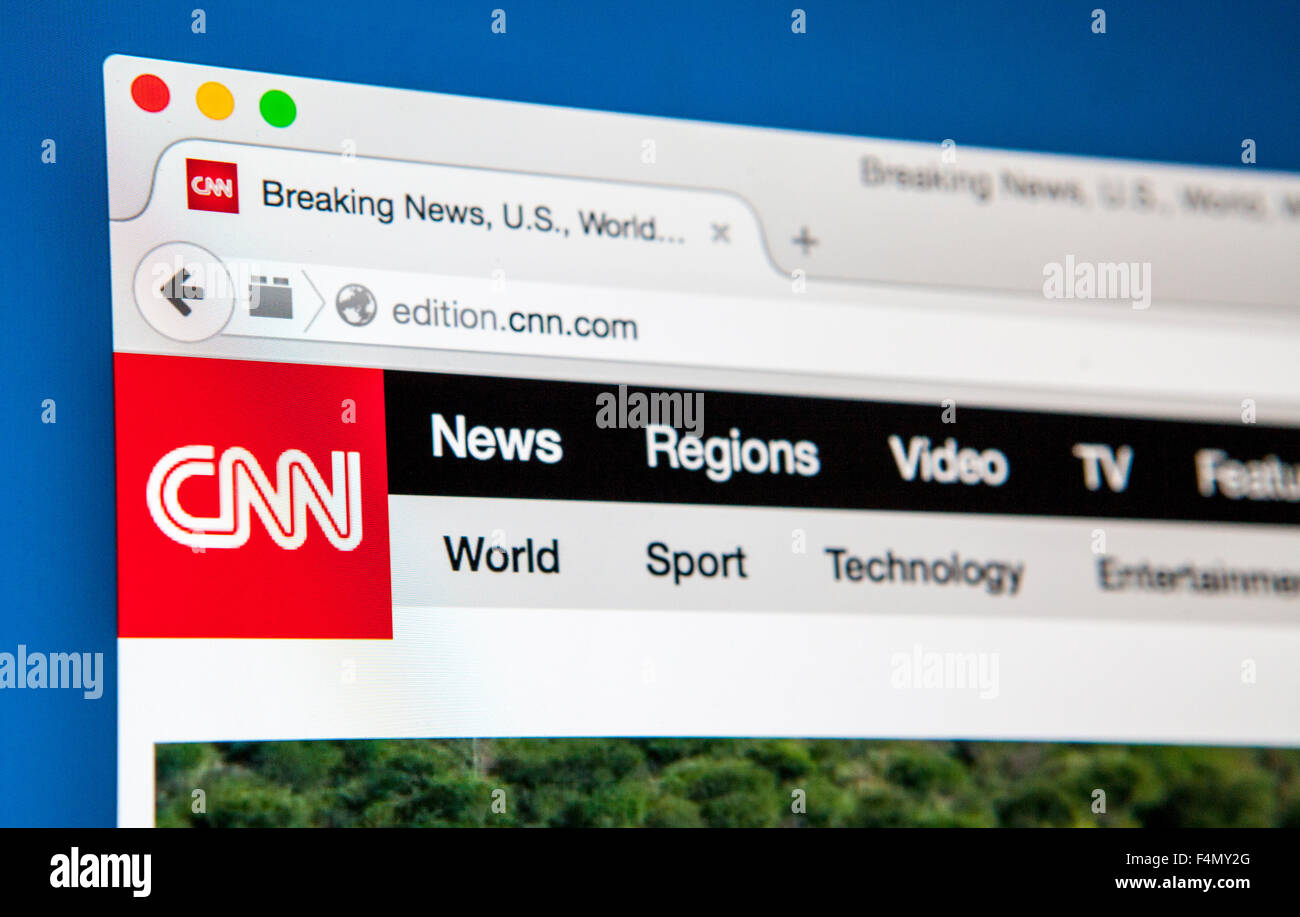 LONDON, UK - 20. Juni 2015: Die Homepage der Website CNN am 20. Juni 2015. Stockfoto