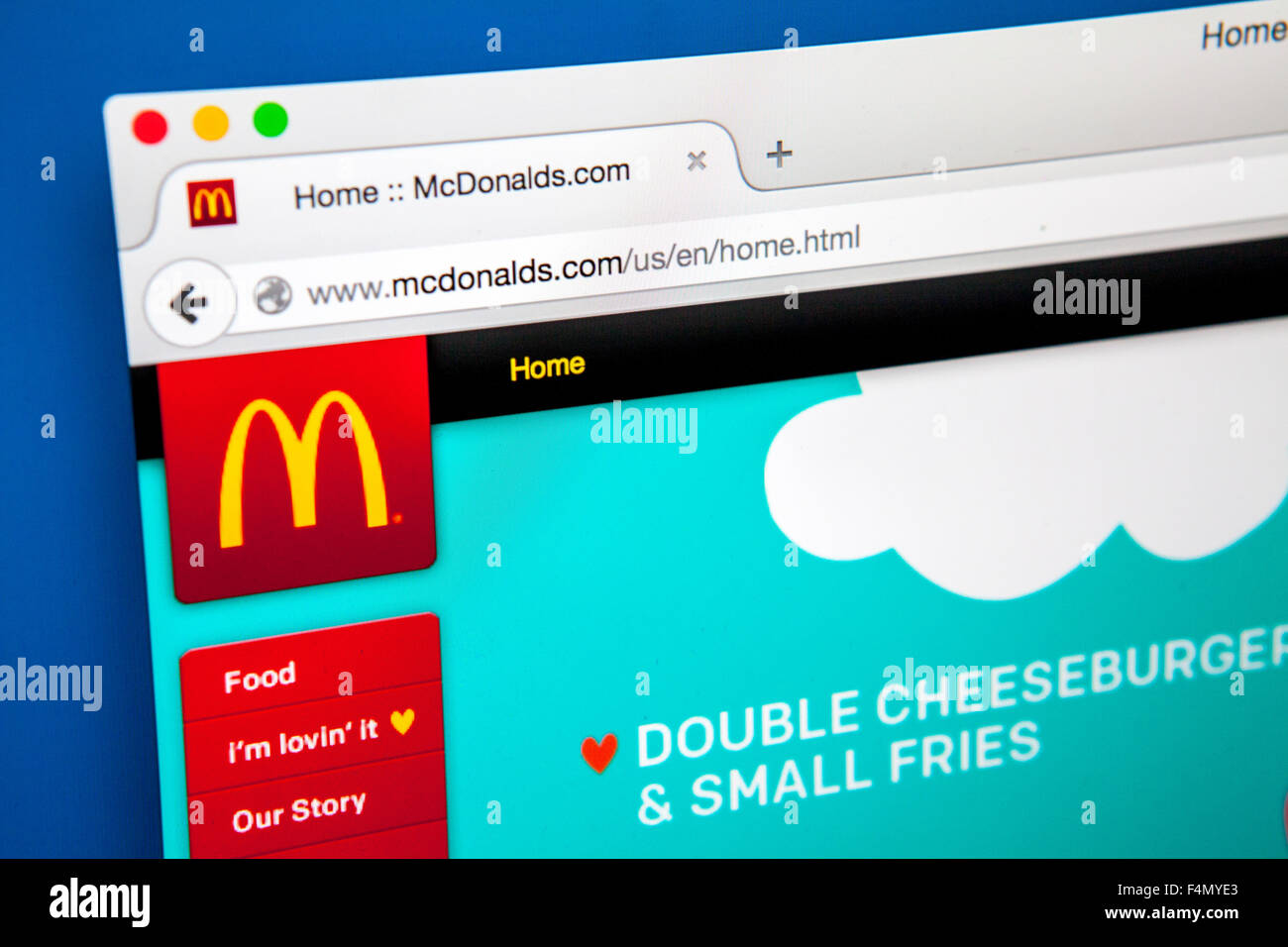 LONDON, UK - 20. Juni 2015: Die Homepage der offiziellen Website, McDonalds, am 20. Juni 2015. Stockfoto