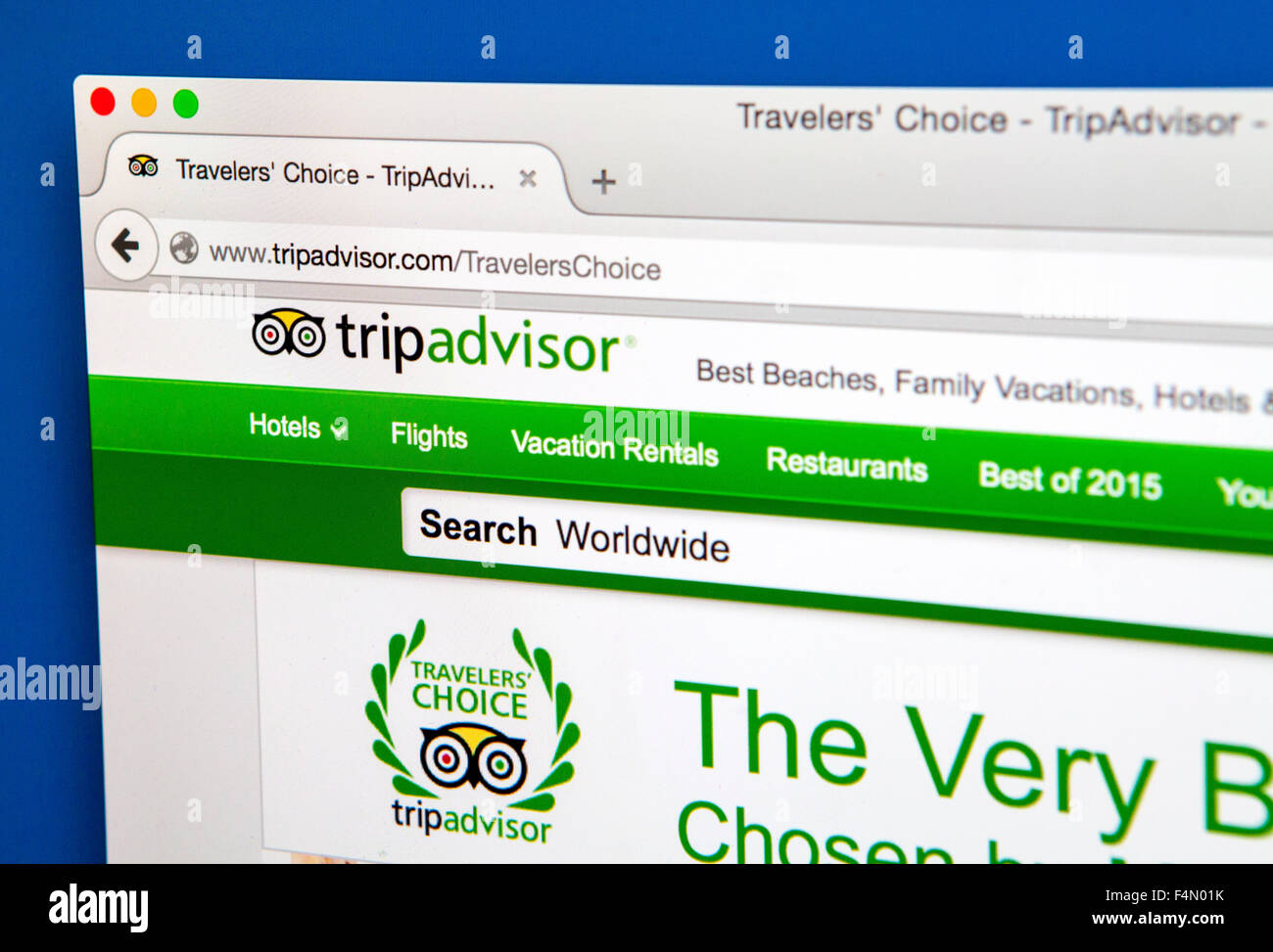 LONDON, UK - 20. Juni 2015: Die Homepage von der offiziellen Website von TripAdvisor, am 20. Juni 2015. Stockfoto