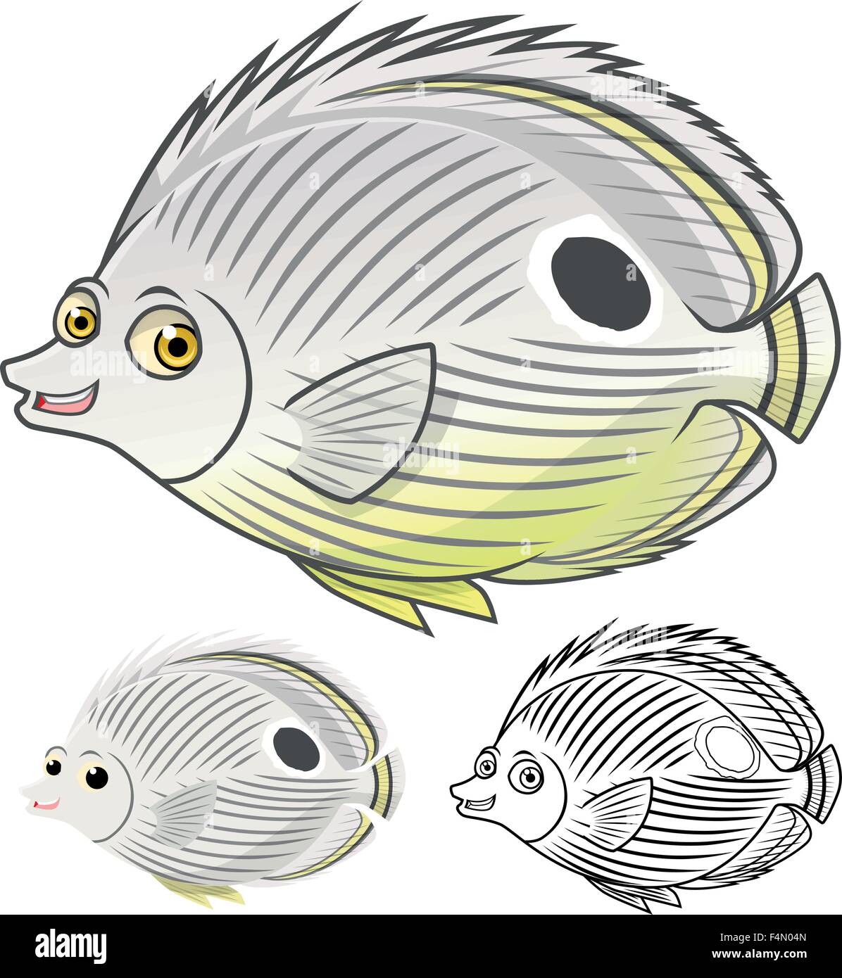 Qualitativ hochwertige vier Auge Butterflyfish Zeichentrickfigur gehören, flaches Design und Online-Kunst-Version Stock Vektor