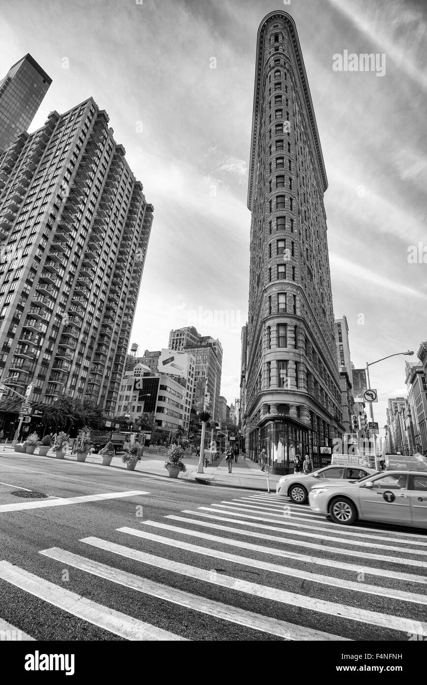 Schwarz / weiß Bild des berühmten Flatiron Building, Manhattan-New York-USA Stockfoto