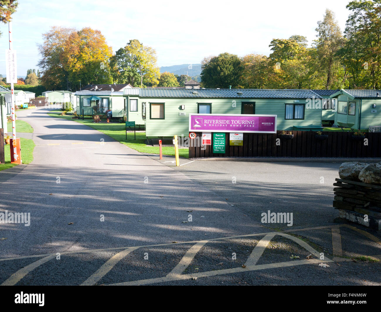 Statische Mobilheime an der Betwys-y-Coed, North Wales, UK. Stockfoto