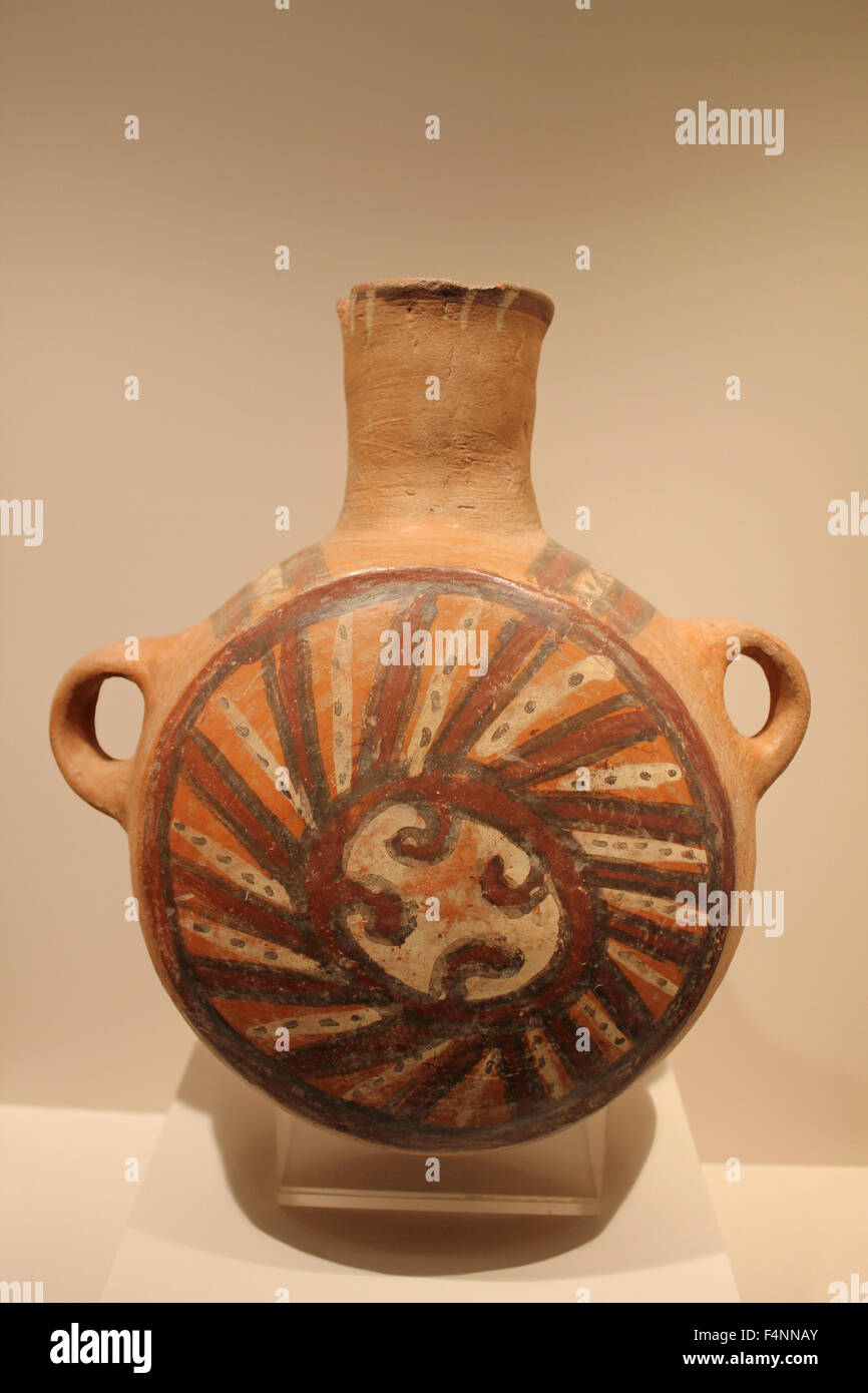 Flasche mit geometrischen Design Huari Übergangszeit AD 800-1300 Stockfoto